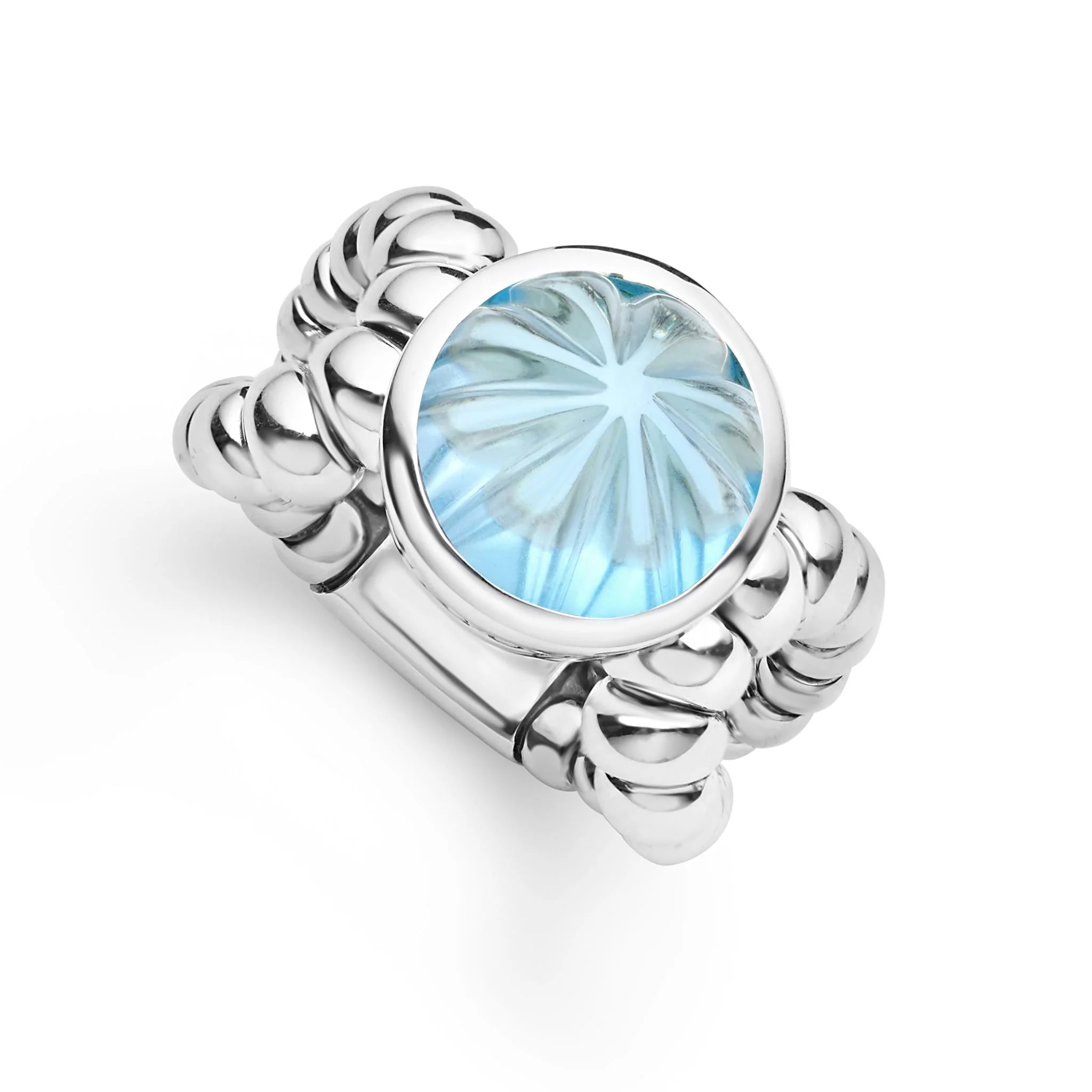 Caviar Color Sterling Silver Blue Topaz Ring - Image 5