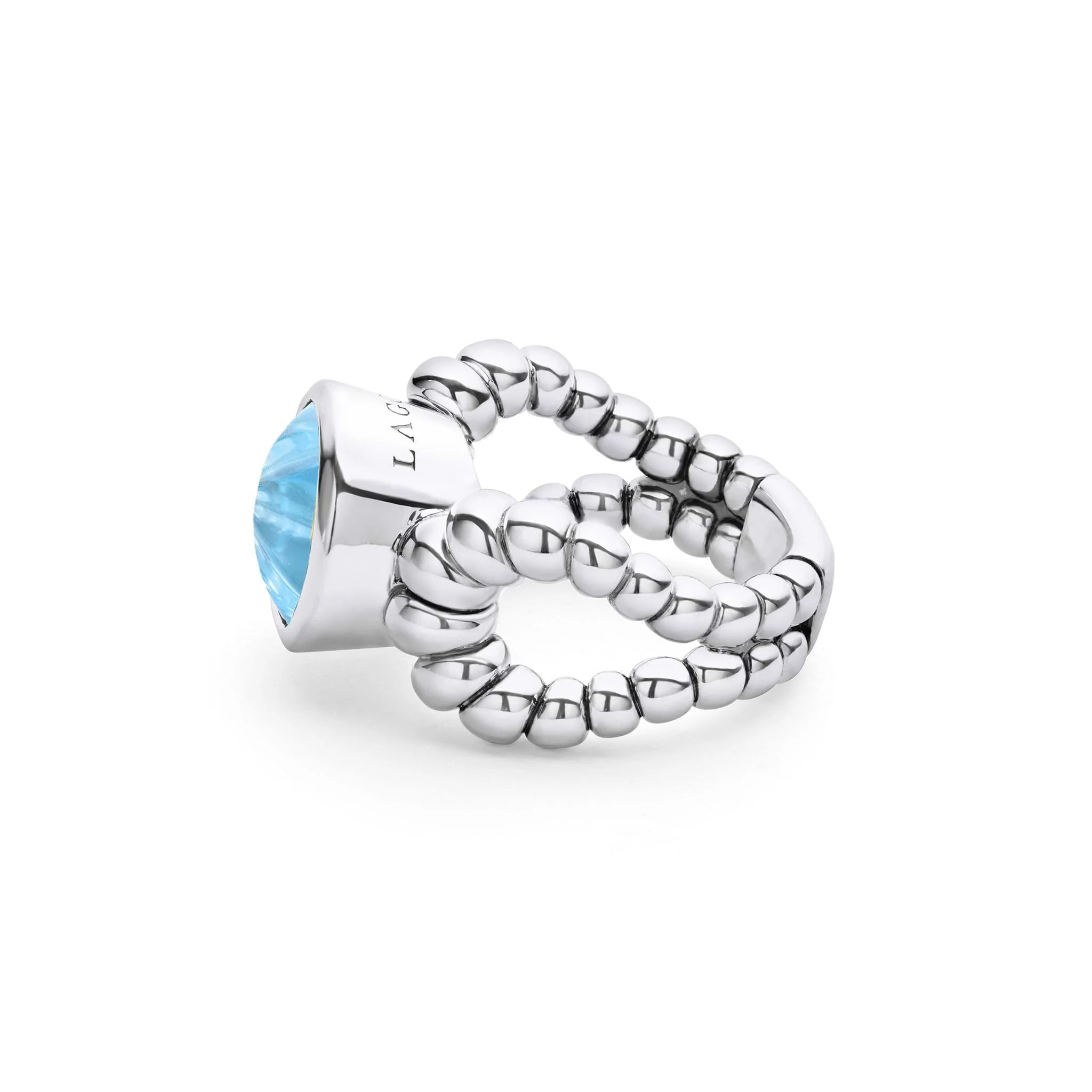Caviar Color Sterling Silver Blue Topaz Ring - Image 7