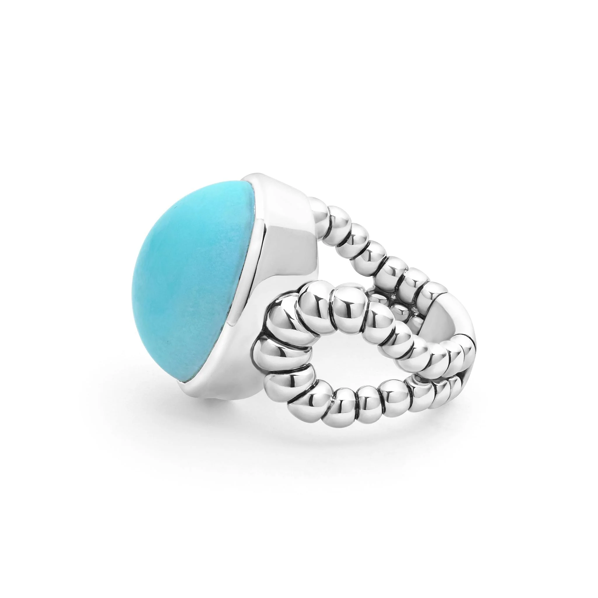 Caviar Color Sterling Silver Turquoise Cabochon Ring - Image 67