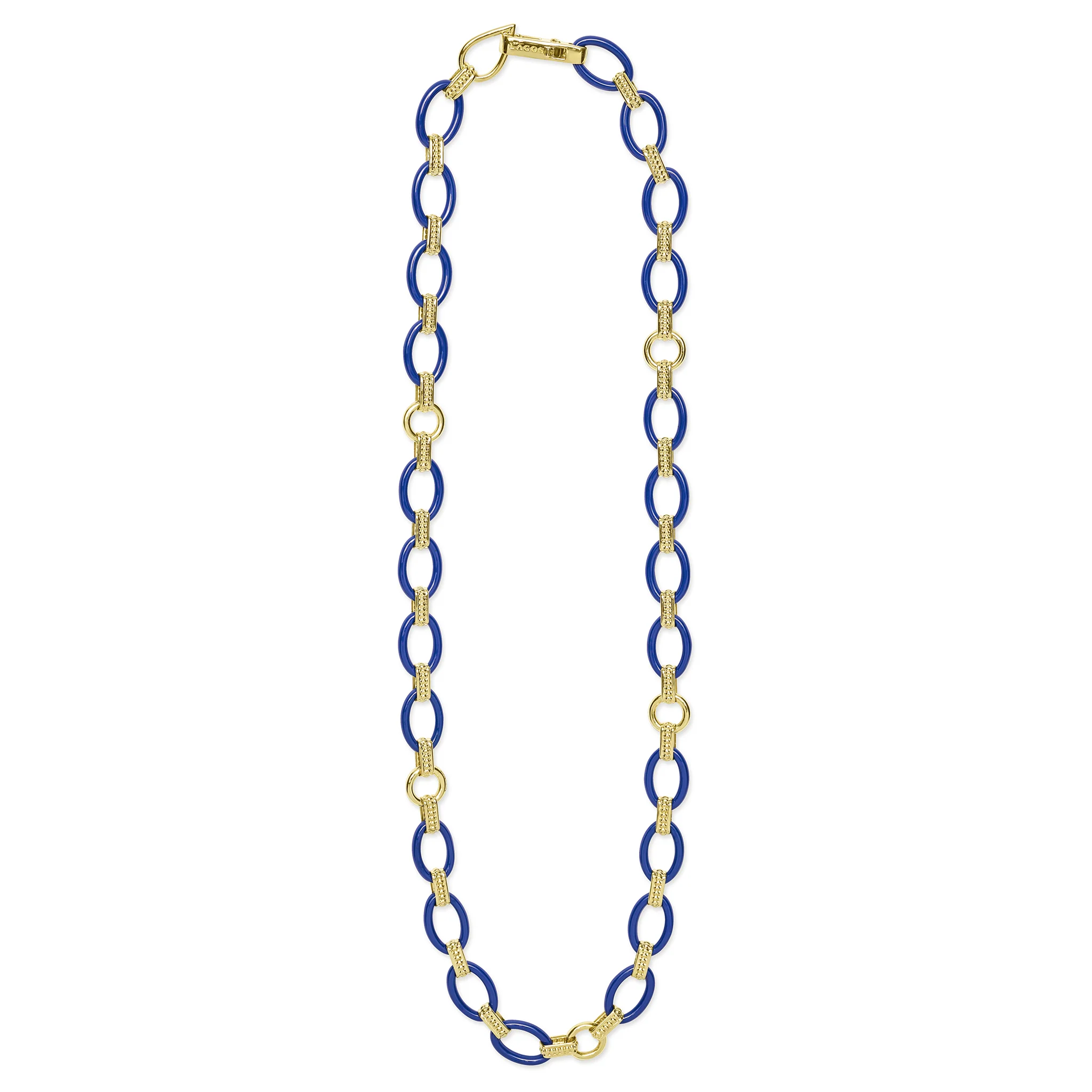 Caviar Color 18K Gold and Meridian Ceramic Oval Link Necklace - Image 2