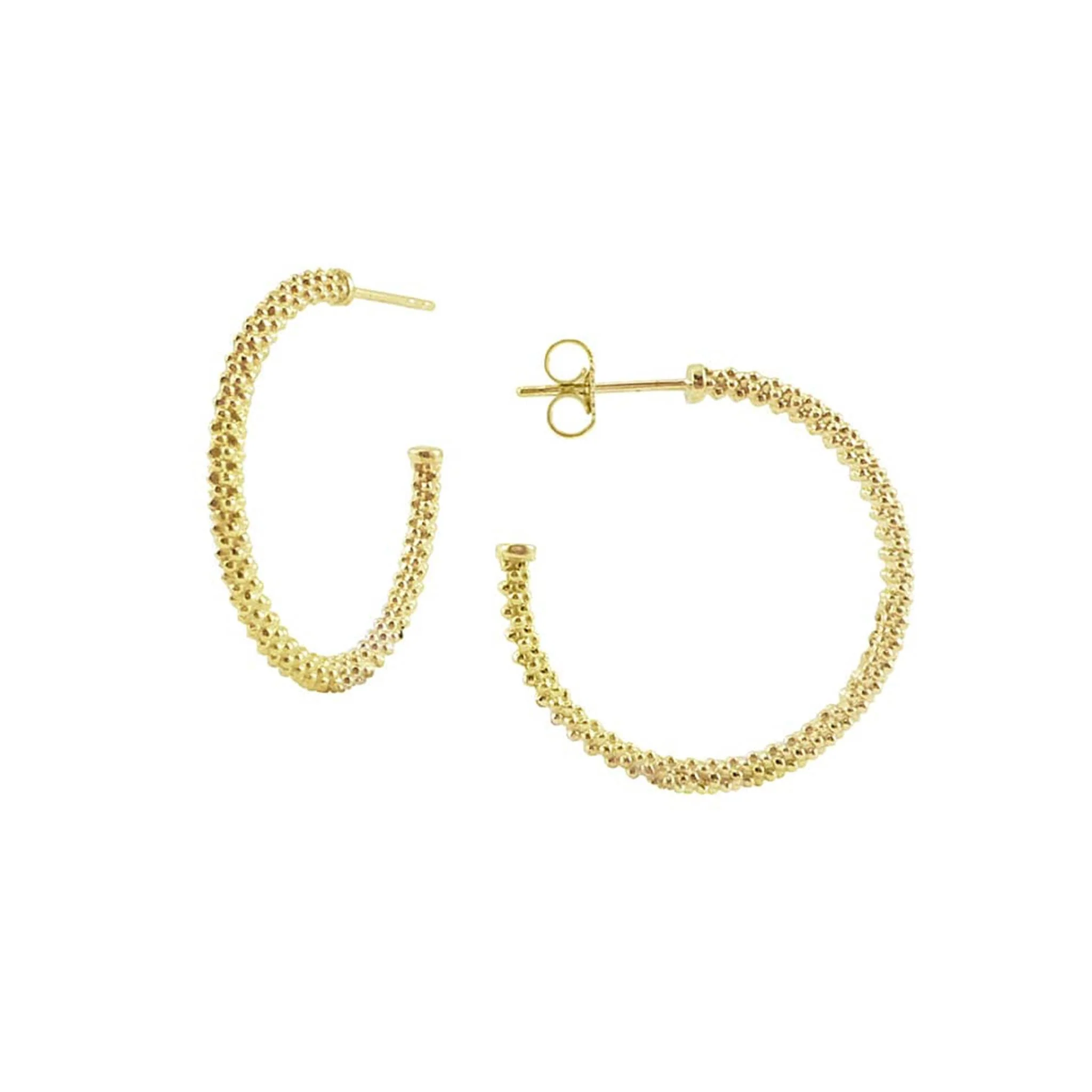 Caviar Gold Small 18K Gold Caviar Hoop Earrings - Image 3