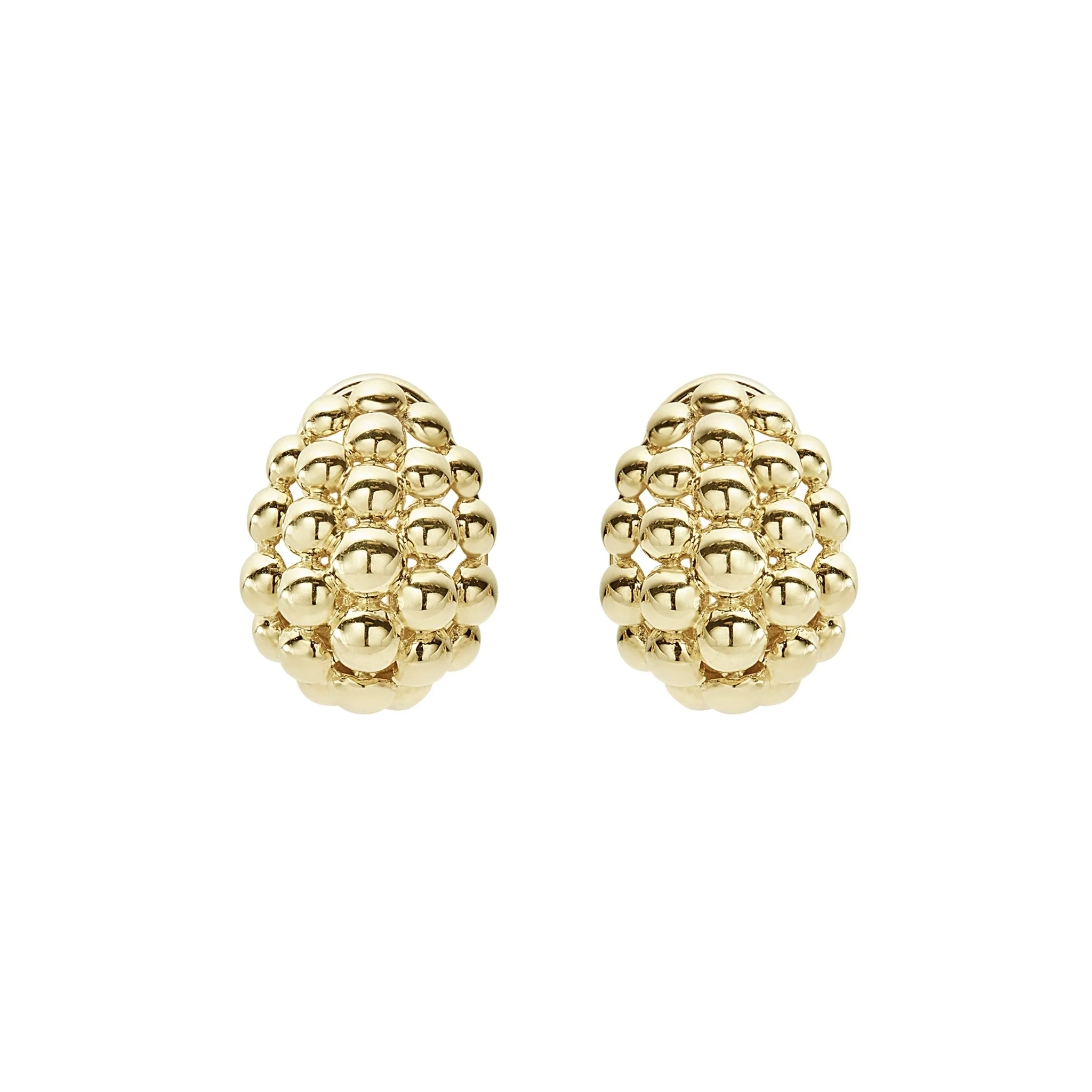 Caviar Gold Small 18K Gold Omega Clip Earrings - Image 3