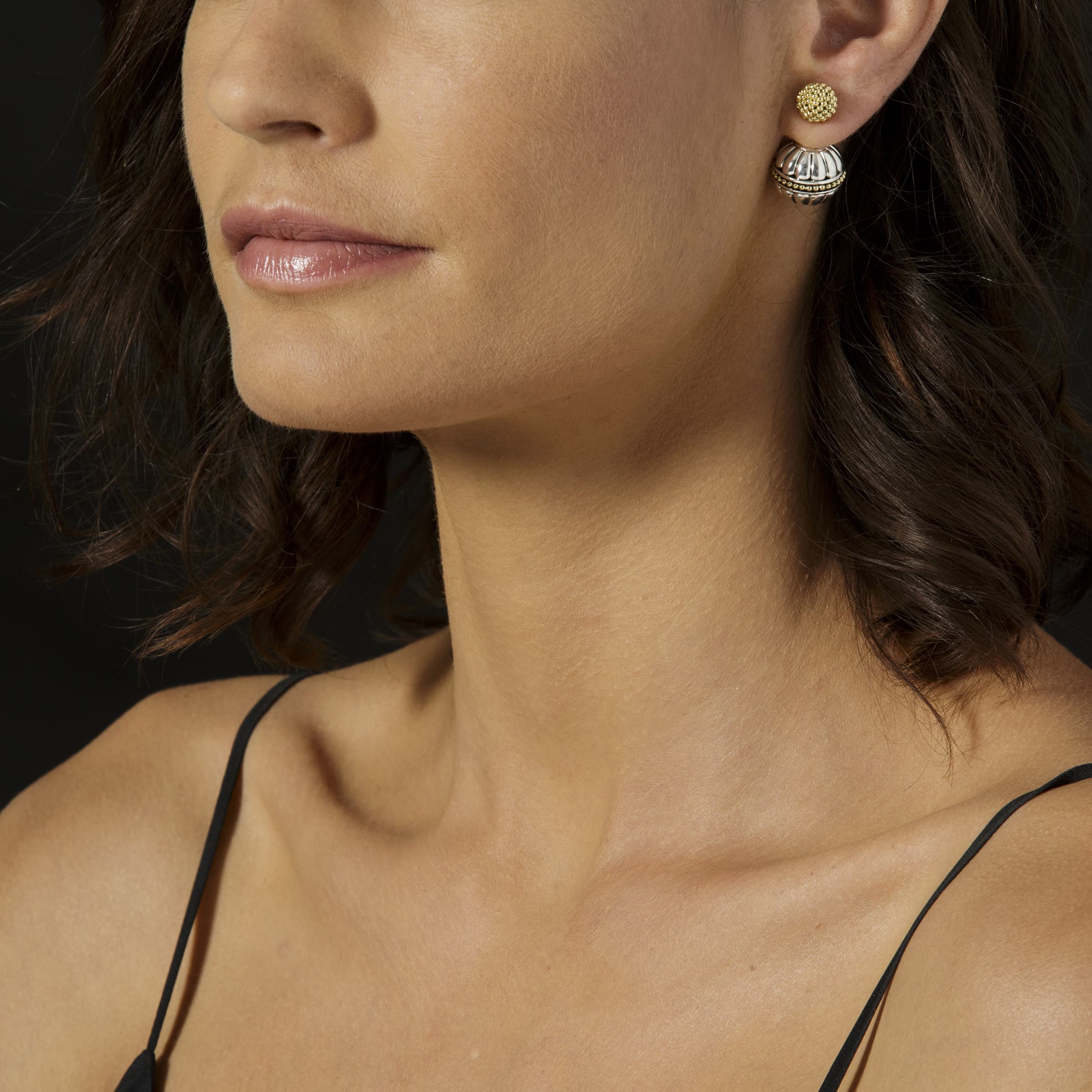 Caviar Gold Large 18K Gold Caviar Stud Earrings - Image 5