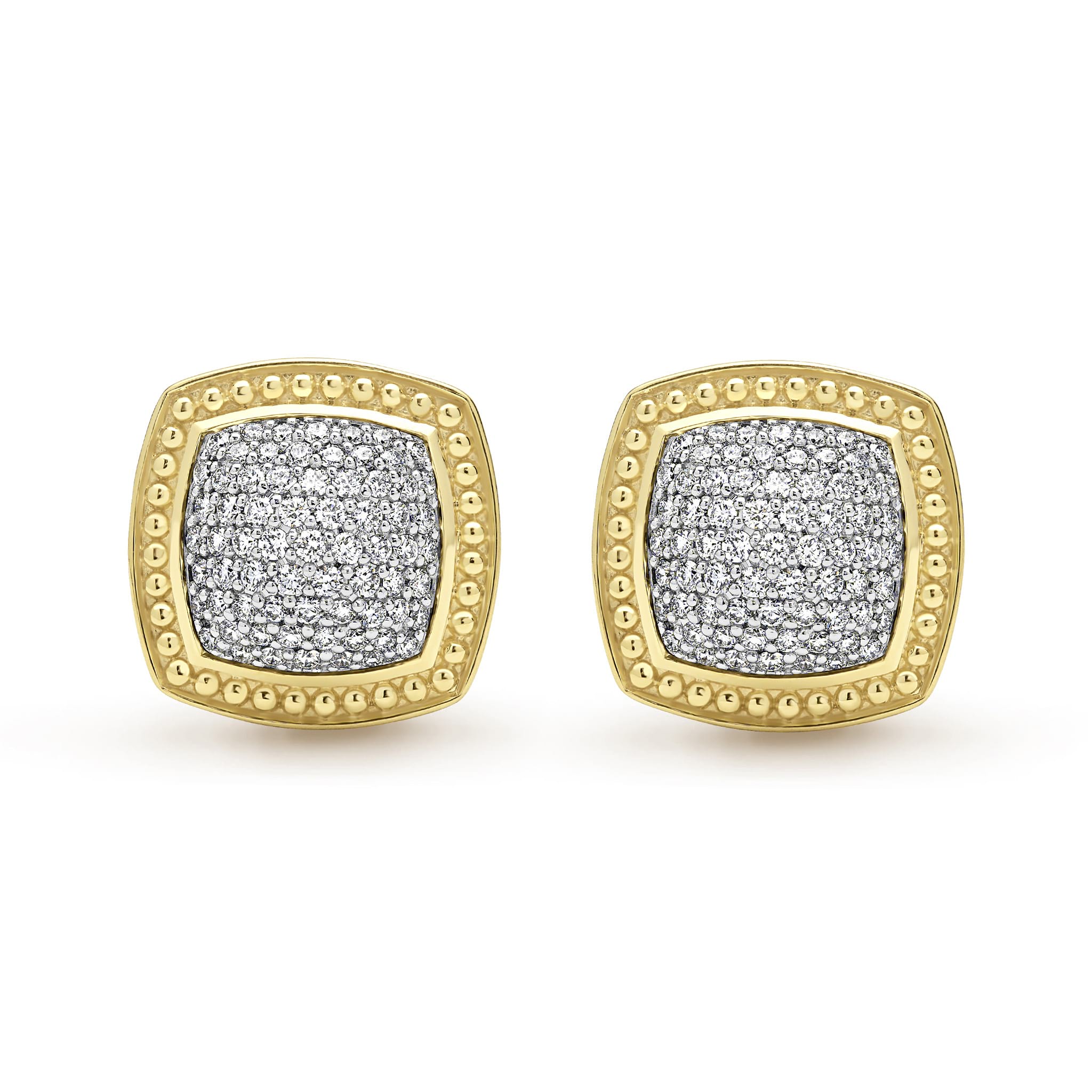 Studio 18K Gold Diamond Cushion Omega Clip Earrings - Image 2