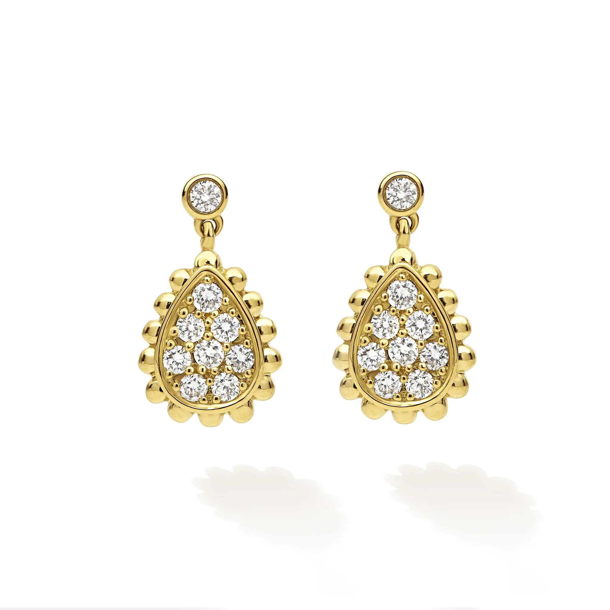 18K Caviar Gold Diamond Drop Earring - Image 2