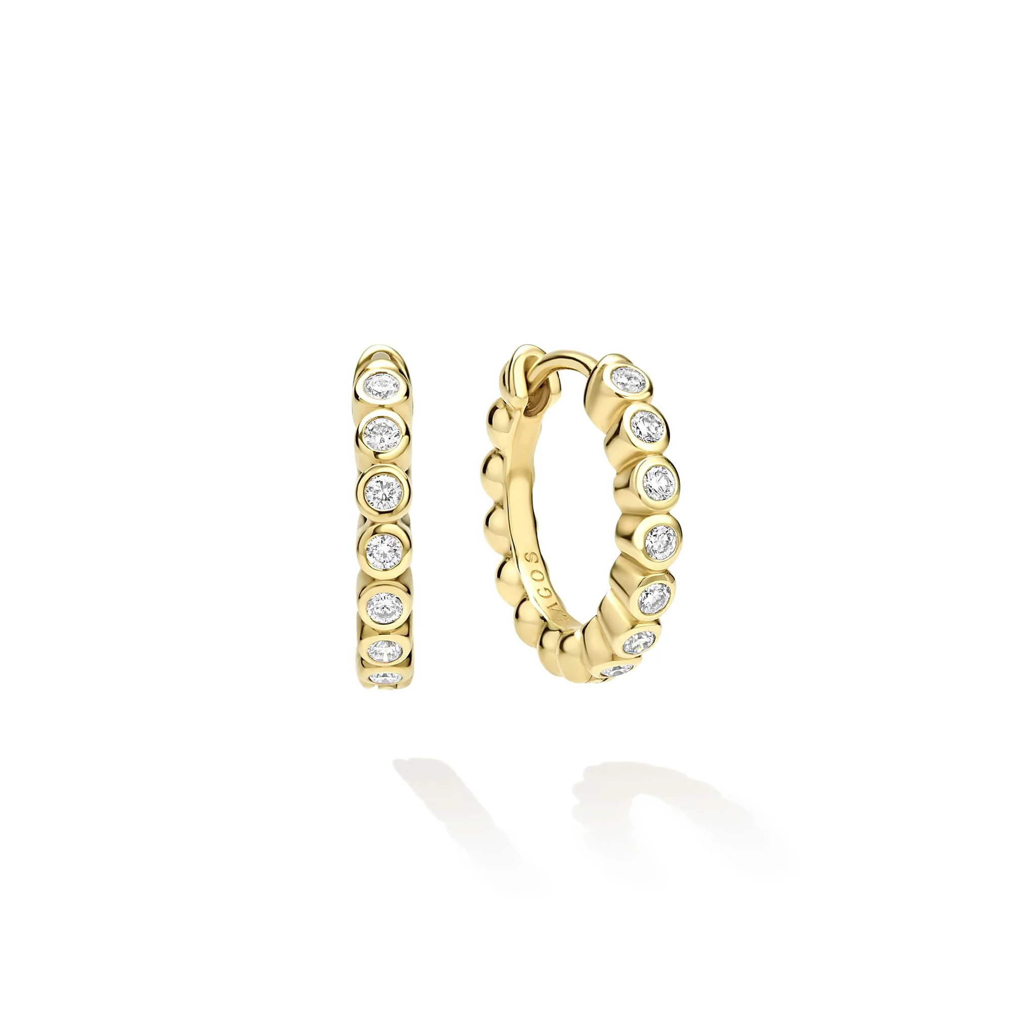 Caviar Gold 18K Gold Hoop Diamond Earrings