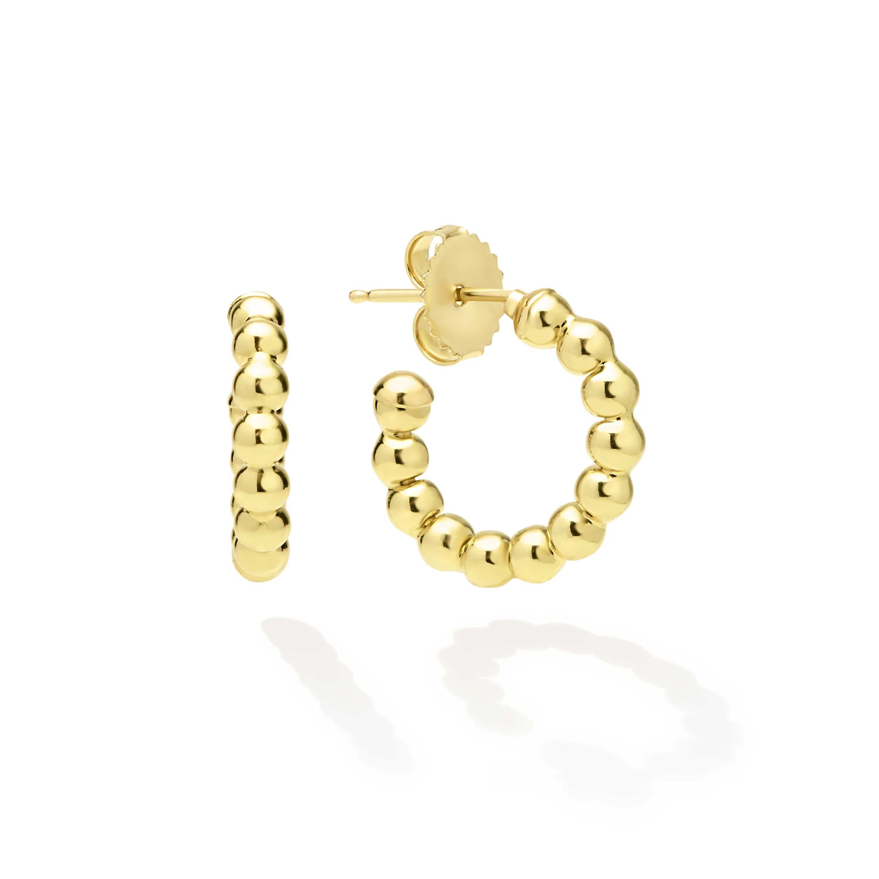 Caviar Gold 18K Gold Caviar Beaded Huggie Earrings