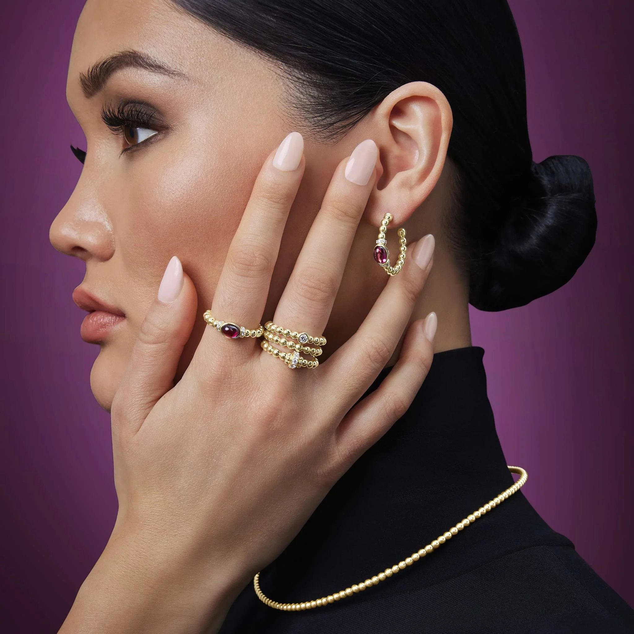 Caviar Gold 18K Gold Caviar Beaded Stacking Ring - Image 6