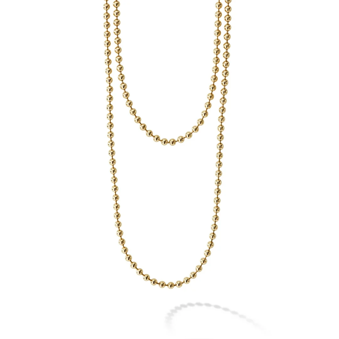 Caviar Gold 18K Gold Beaded Chain Necklace
