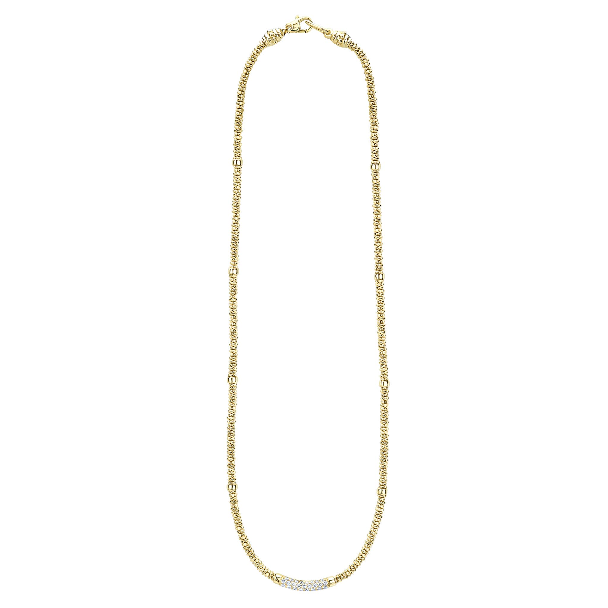 Caviar Gold Eight Gold Station Diamond Caviar Necklace | 3mm - Image 3
