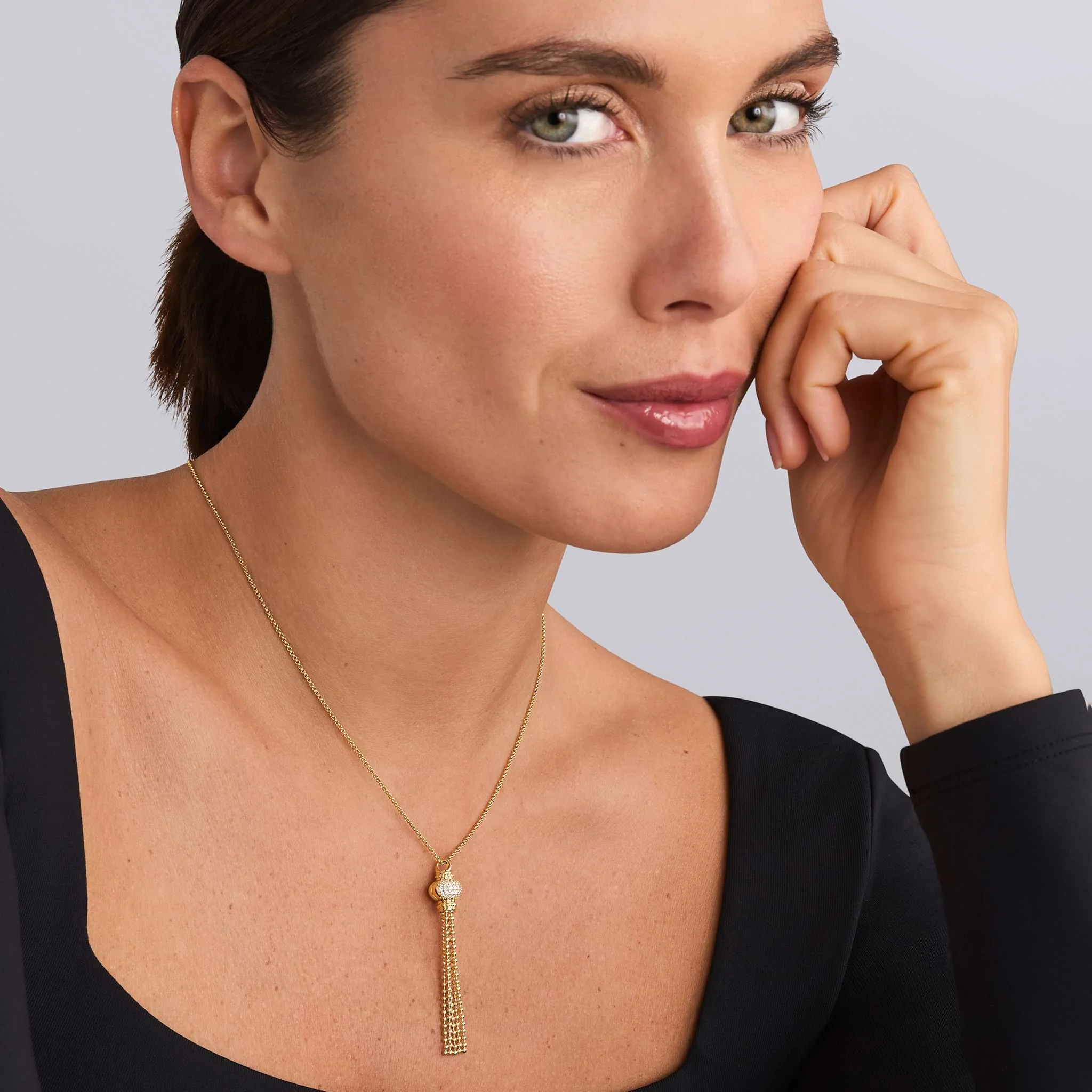 Caviar Gold Caviar Tassel Diamond Pendant Necklace - Image 2