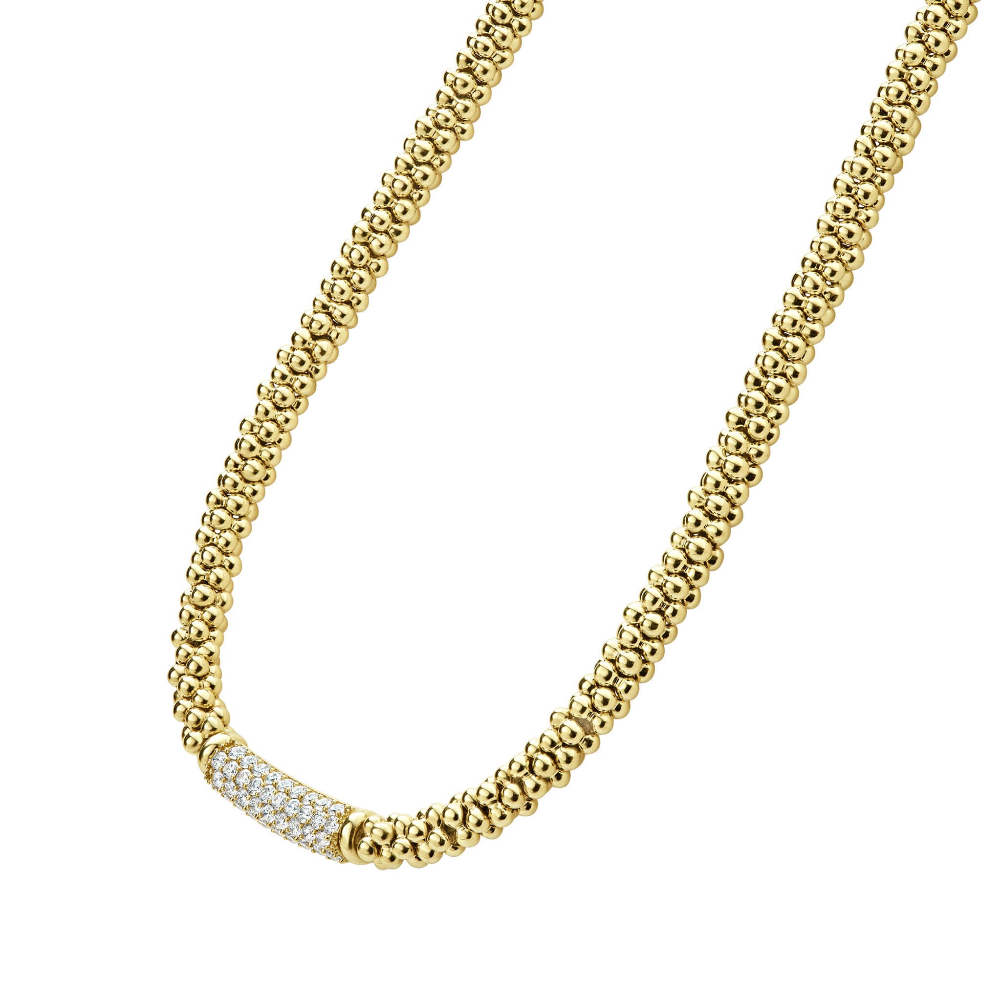 Caviar Gold Diamond Medium Station Caviar Necklace - Image 5