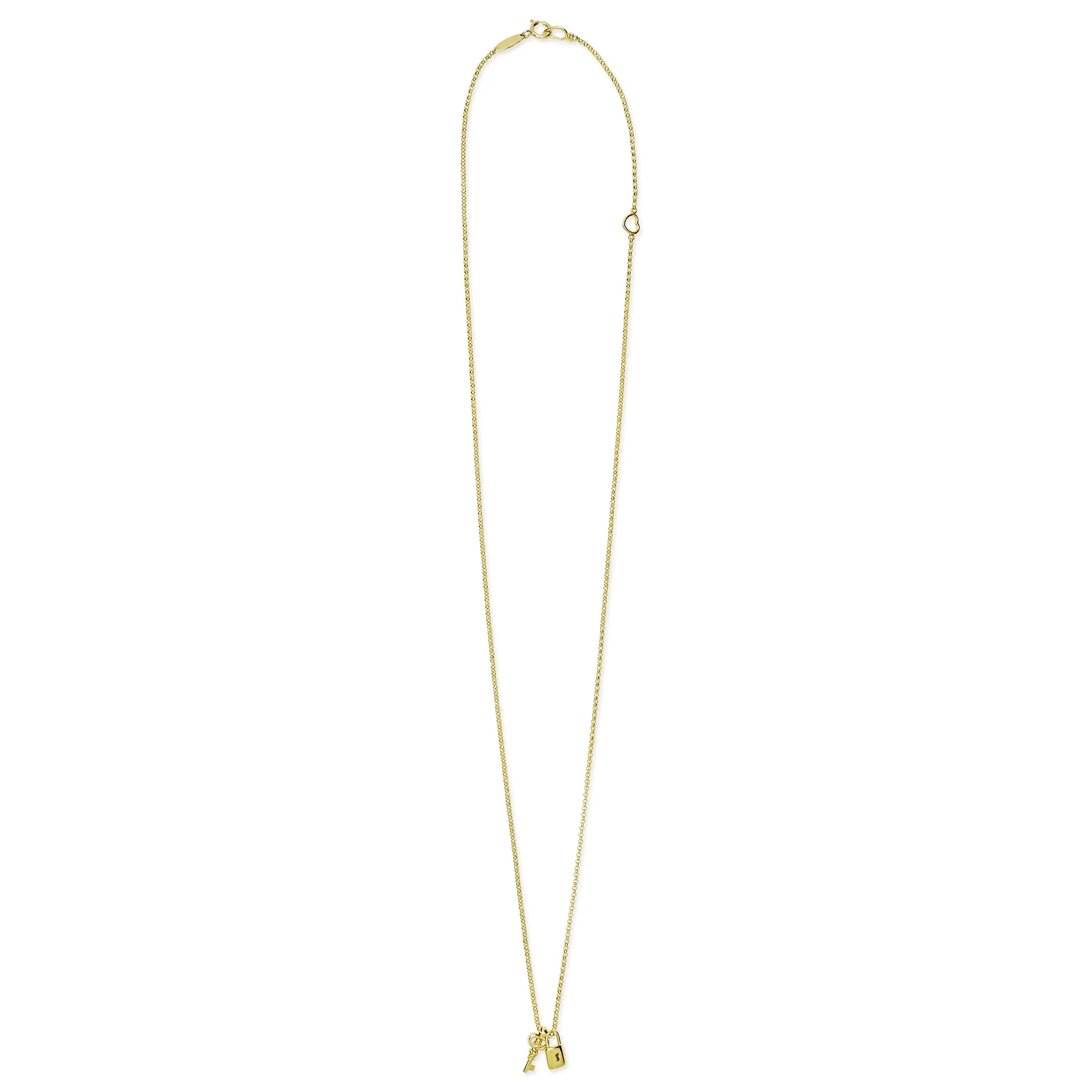 Caviar Gold 18K Gold Mini Lock and Key Pendant Necklace - Image 2