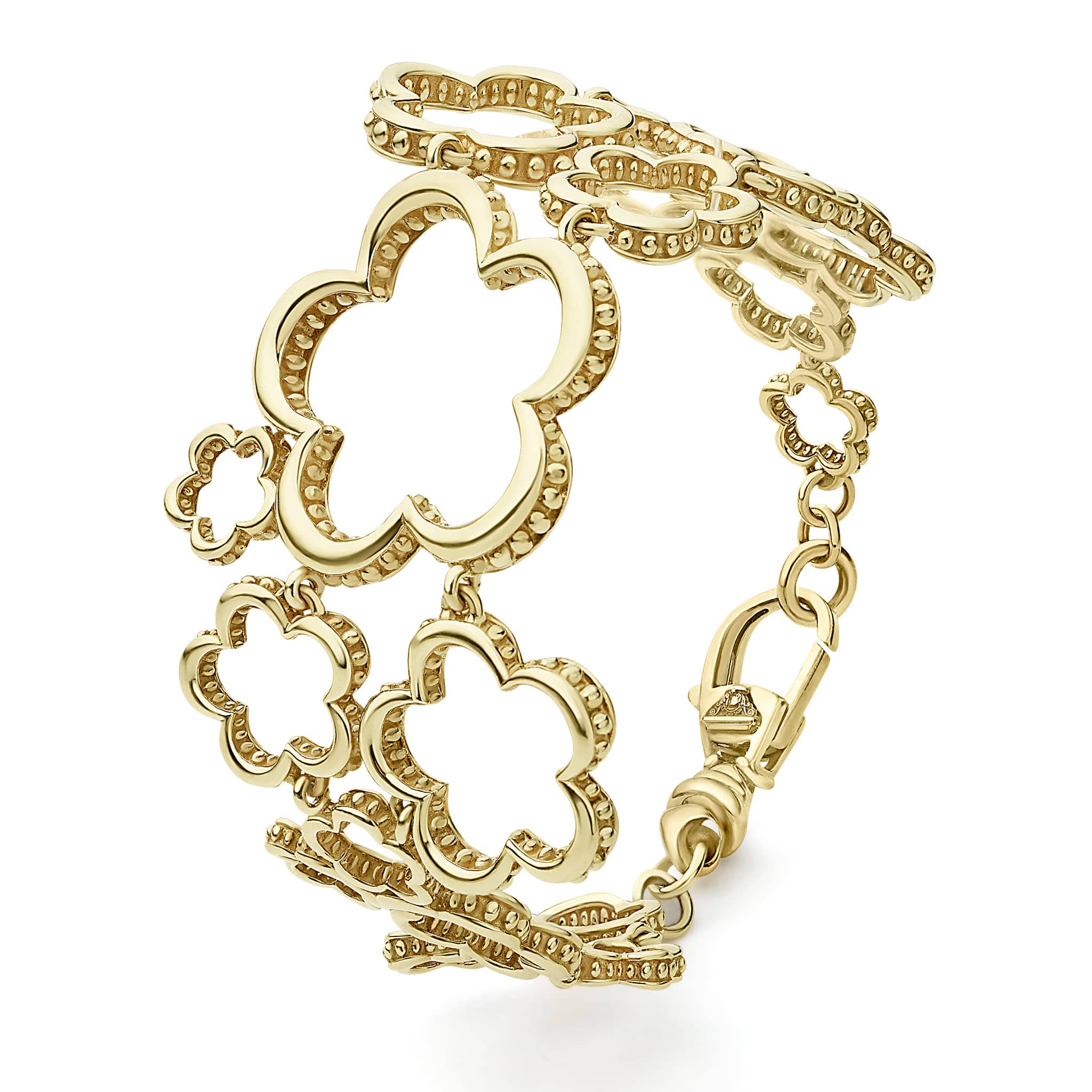 Caviar Gold 18K Gold Floral Link Bracelet - Image 4