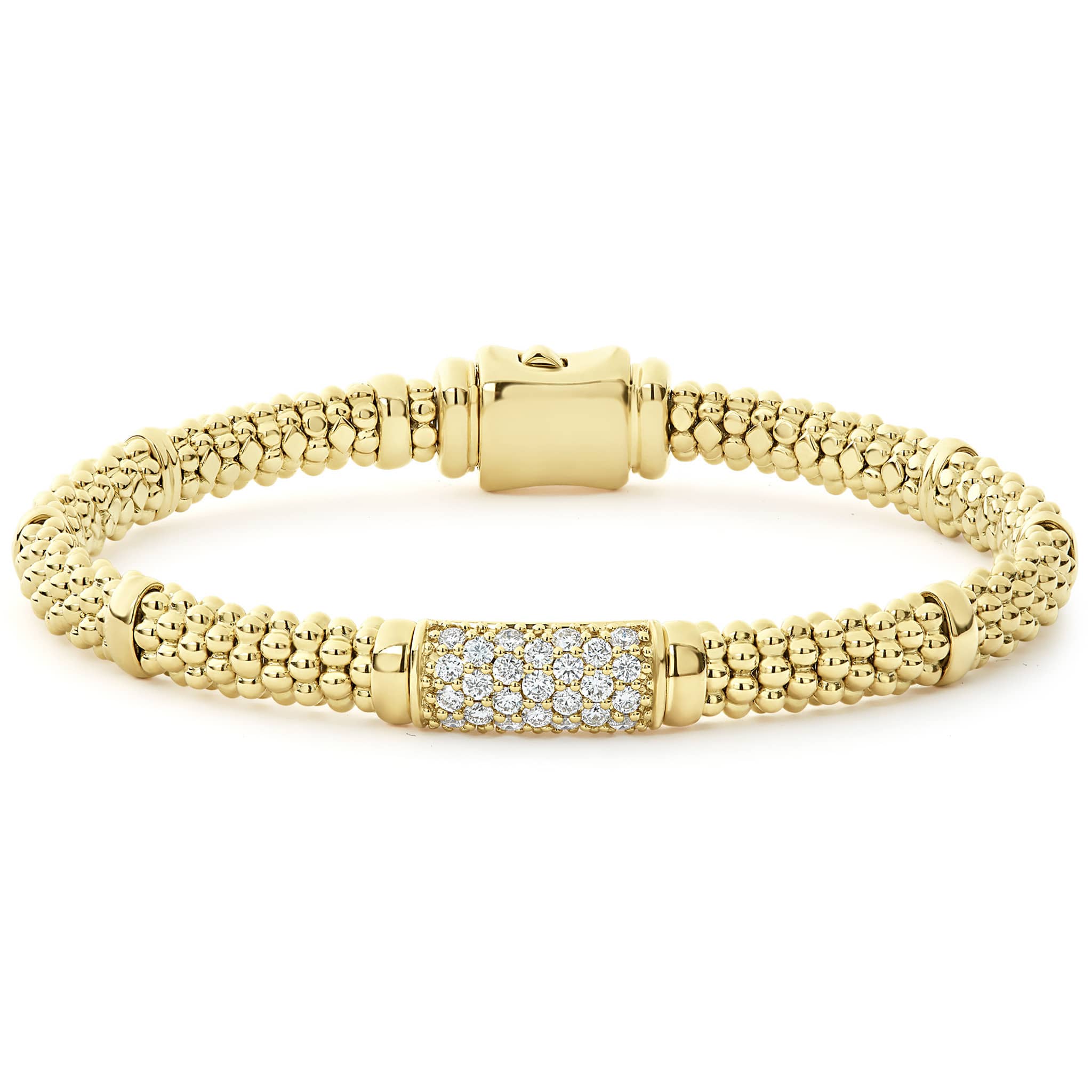 Caviar Gold 18K Gold Medium Diamond Station Bracelet | 6mm