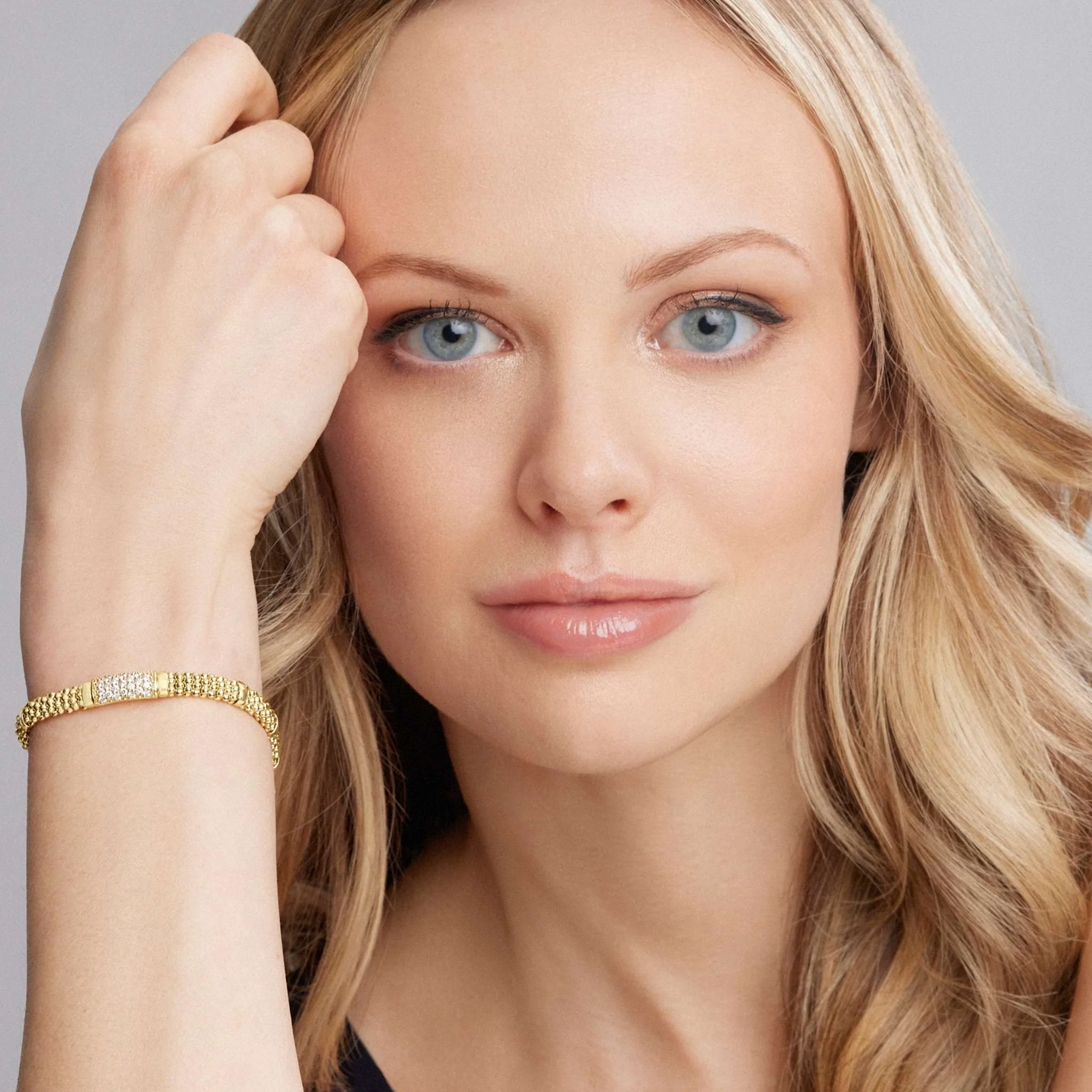 Caviar Gold 18K Gold Medium Diamond Station Bracelet | 6mm - Image 2