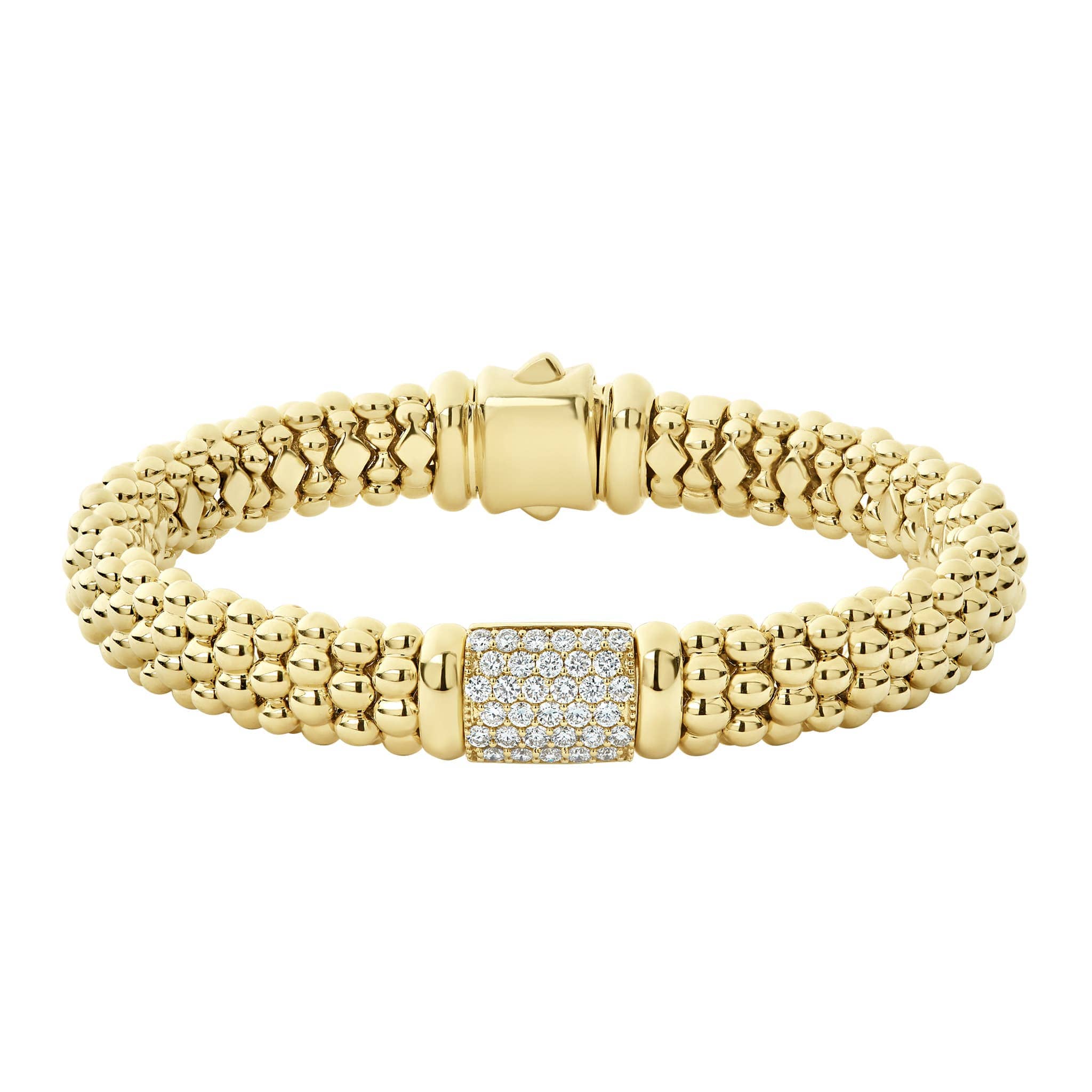Caviar Gold Small 18K Gold Diamond Bracelet | 9mm