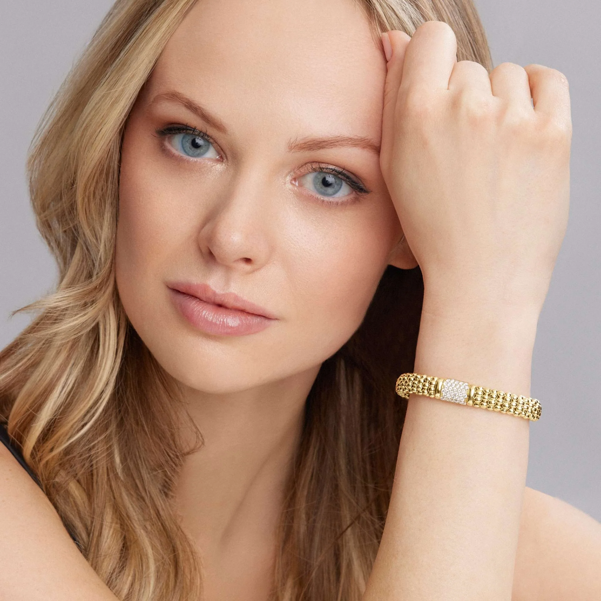 Caviar Gold Small 18K Gold Diamond Bracelet | 9mm - Image 2
