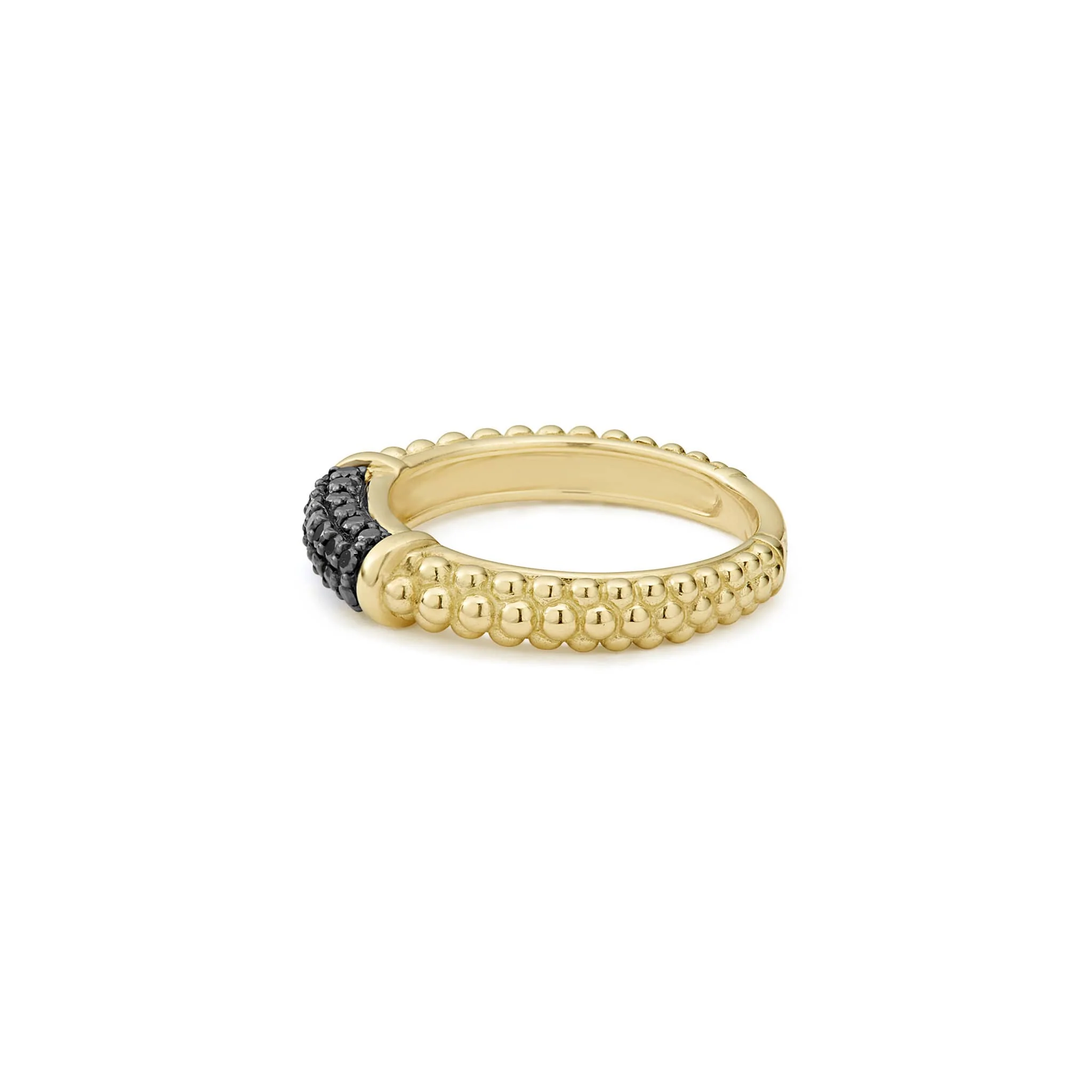 Caviar Gold 18K Gold Caviar Black Diamond Stacking Ring - Image 4