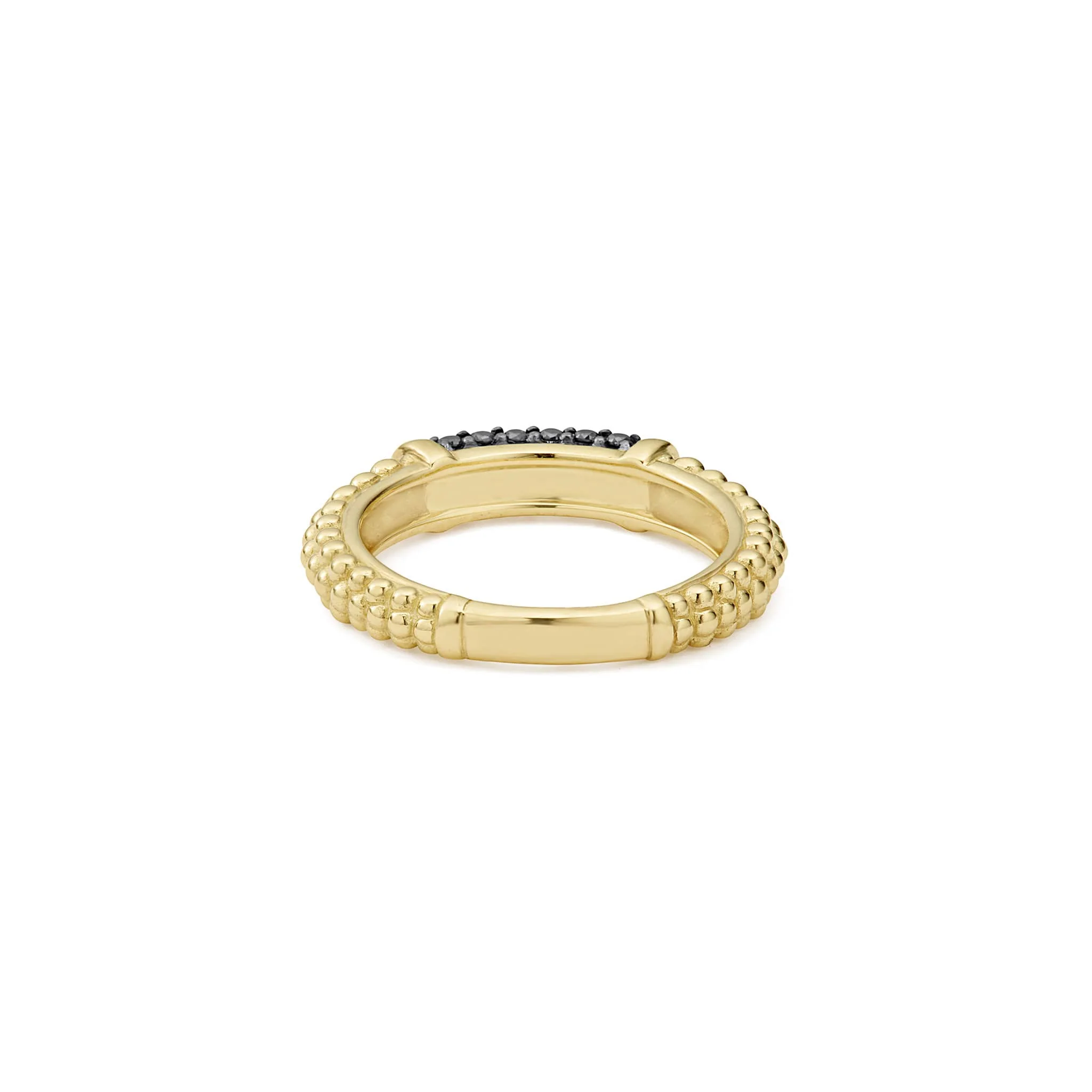 Caviar Gold 18K Gold Caviar Black Diamond Stacking Ring - Image 5