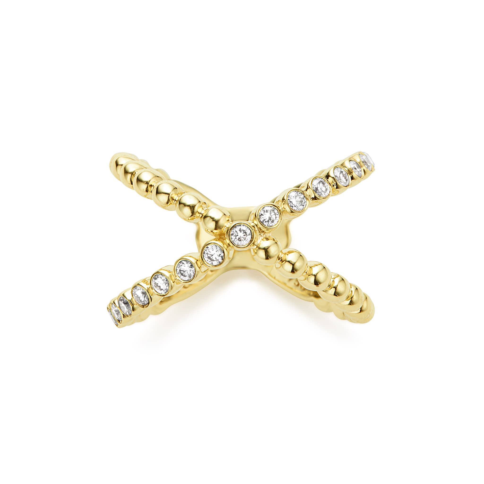 Caviar Gold 18K Gold X Diamond Ring - Image 4