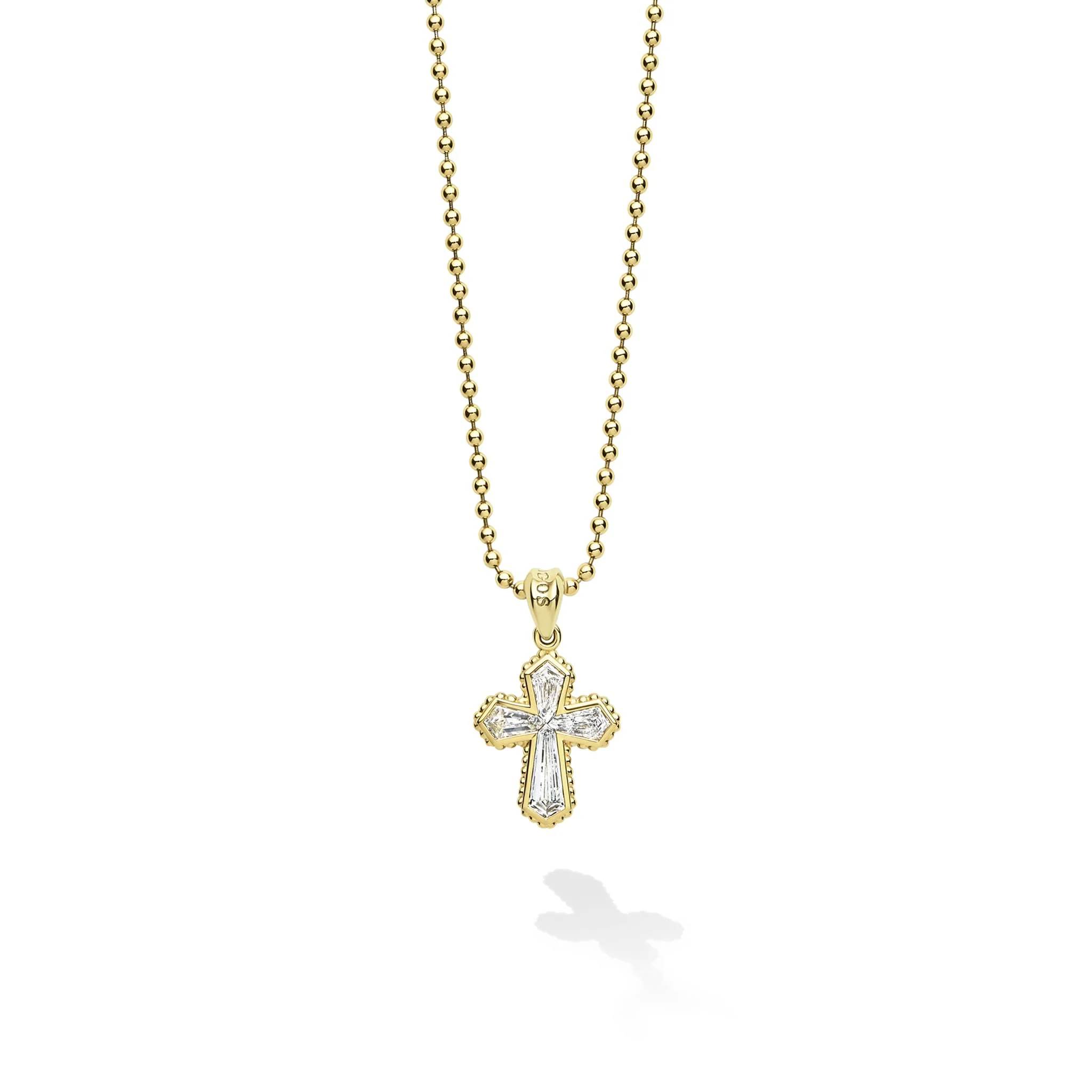 Caviar Gold 18K Gold Diamond Cross Necklace (Studio)