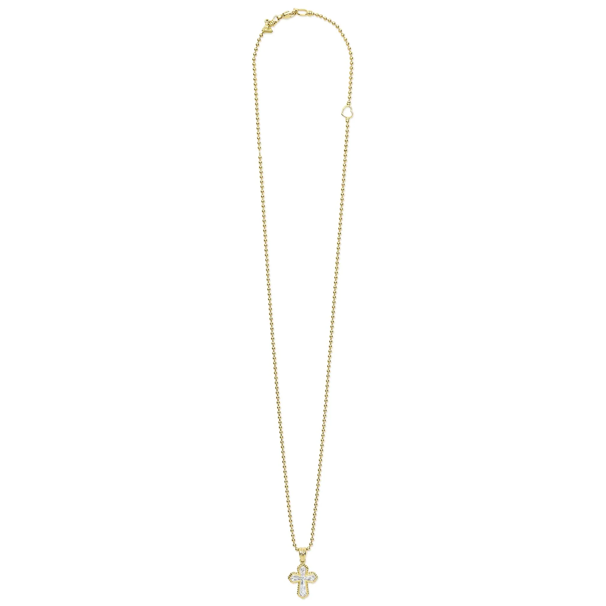 Caviar Gold 18K Gold Diamond Cross Necklace (Studio) - Image 2