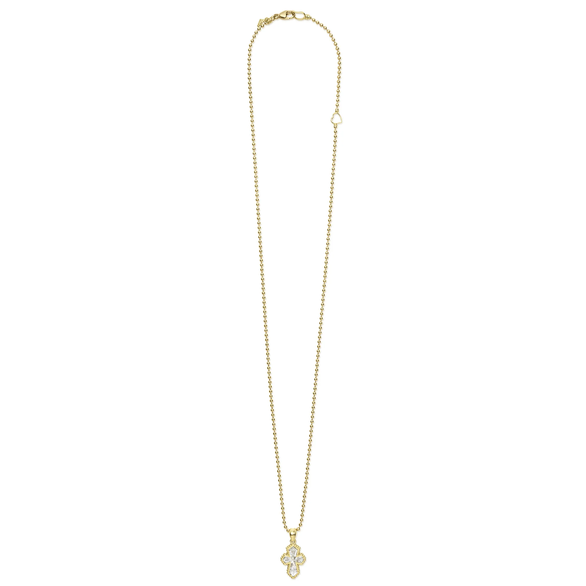 Caviar Gold Small 18K Gold and Diamond Cross Pendant Necklace - Image 2