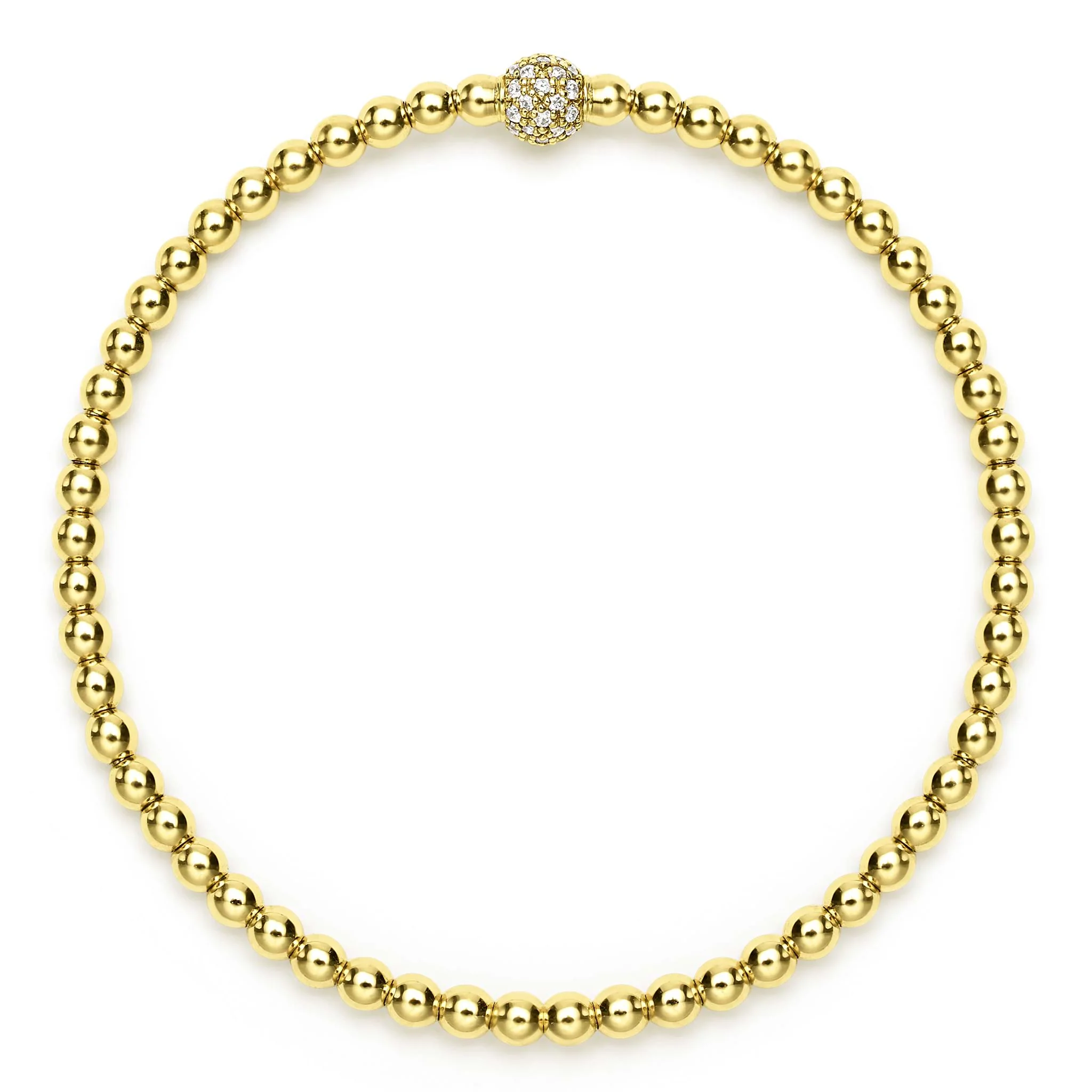 Caviar Gold 18K Gold & Diamond Bead Bracelet | 3mm - Image 3