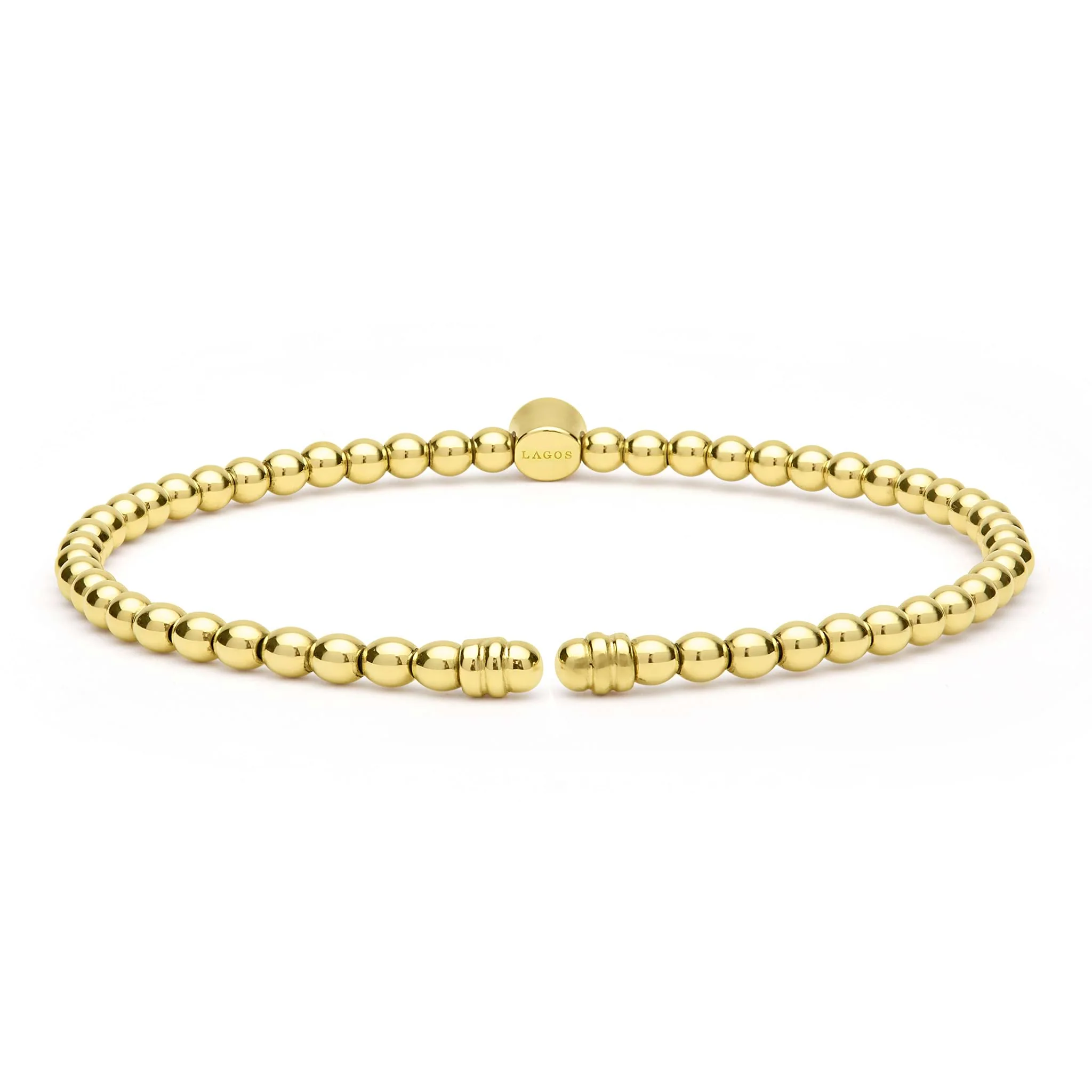 Caviar Gold 18K Gold Caviar Beaded Diamond Cuff Bracelet | 3mm - Image 4