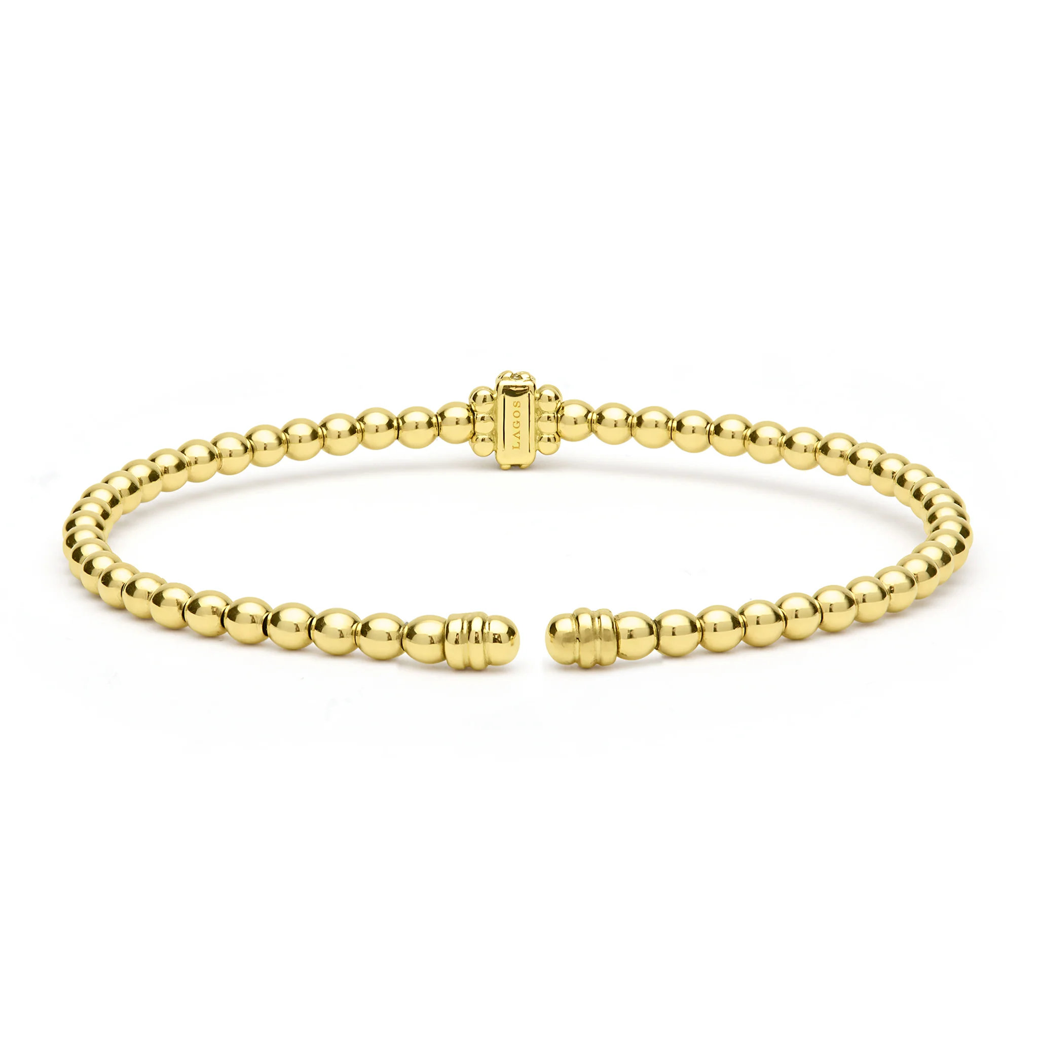 Caviar Gold 18K Gold Caviar Beaded Diamond Rondelle Cuff Bracelet | 3mm - Image 4