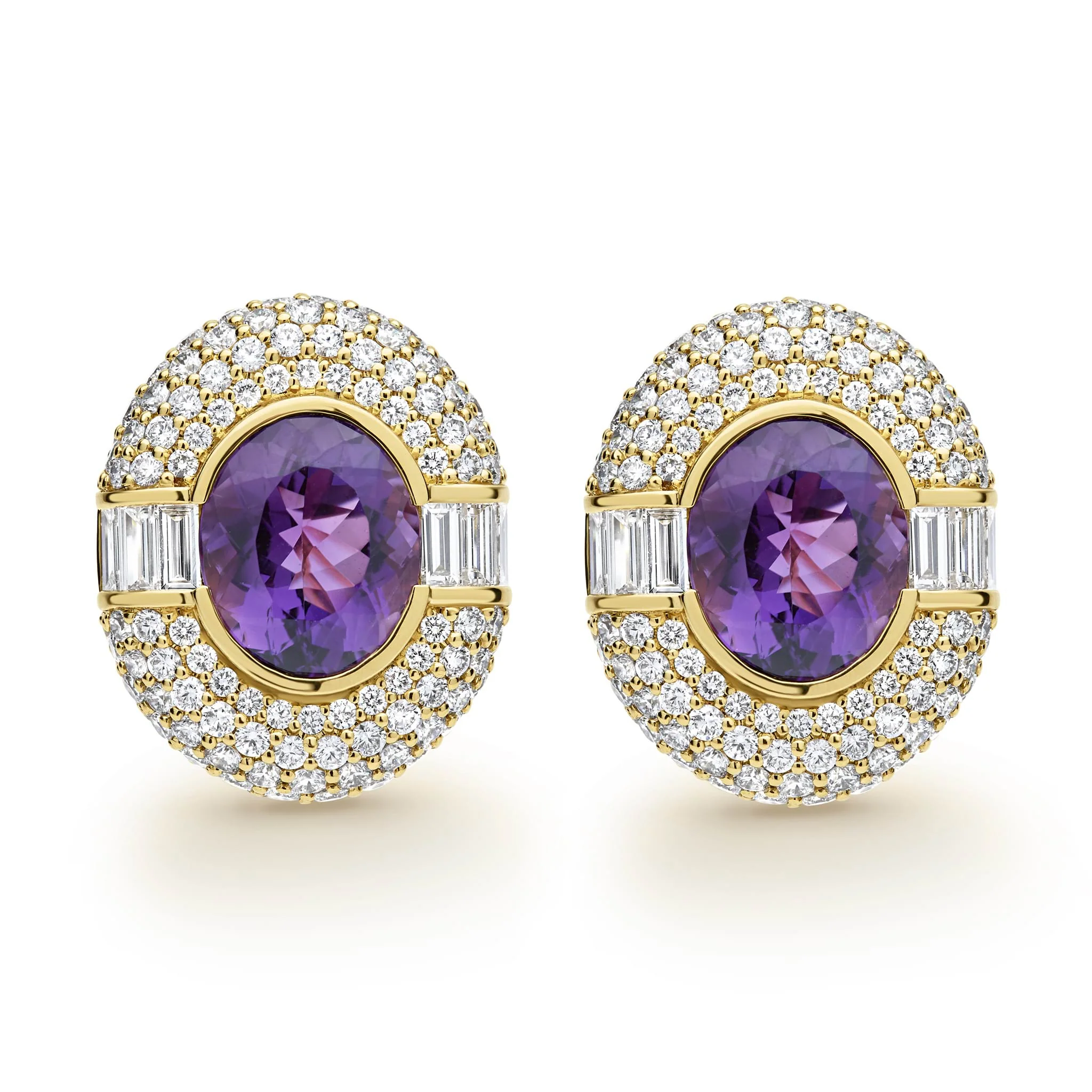 Caviar Gold 18K Diamond and Amethyst Earrings - Image 3