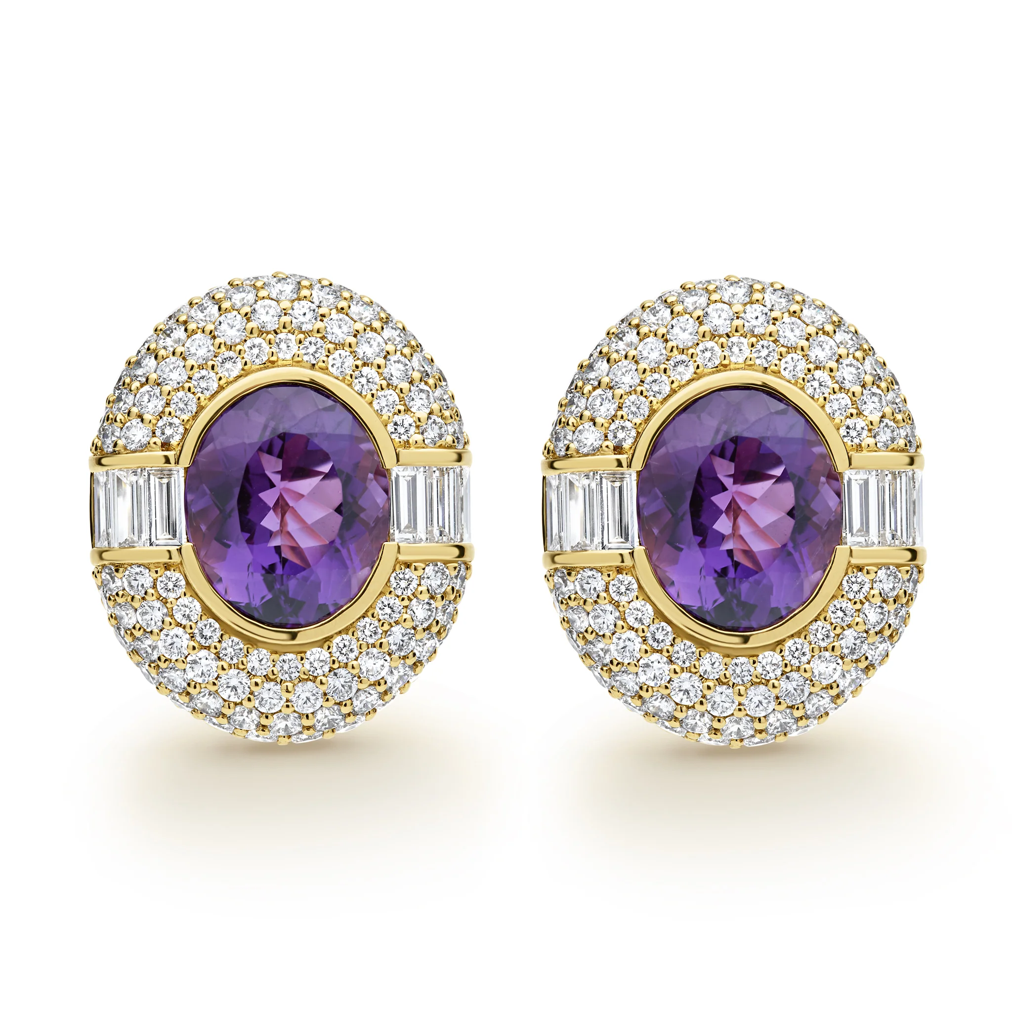 Caviar Gold 18K Diamond and Amethyst Earrings - Image 4
