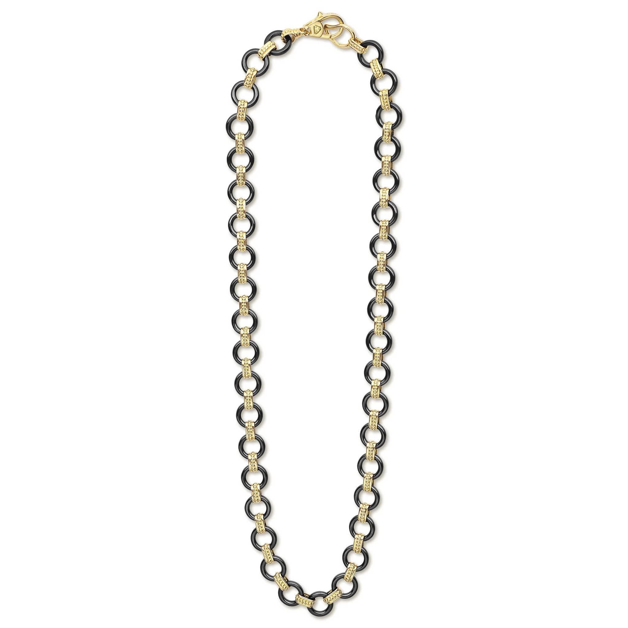 Caviar Gold 18K Gold Black Ceramic Circle Link Necklace - Image 2