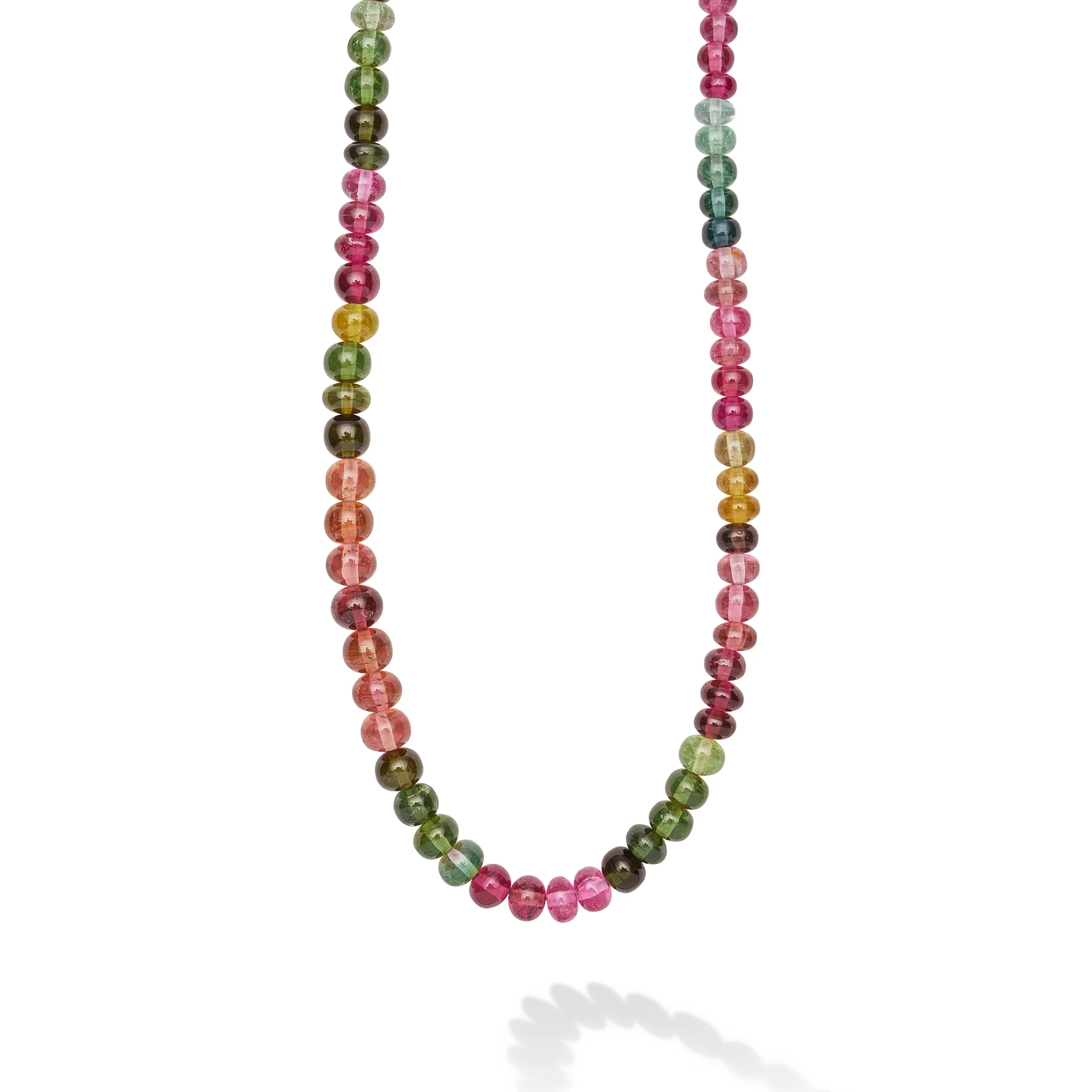 Caviar Gold 18K Mixed Tourmaline Beaded Necklace