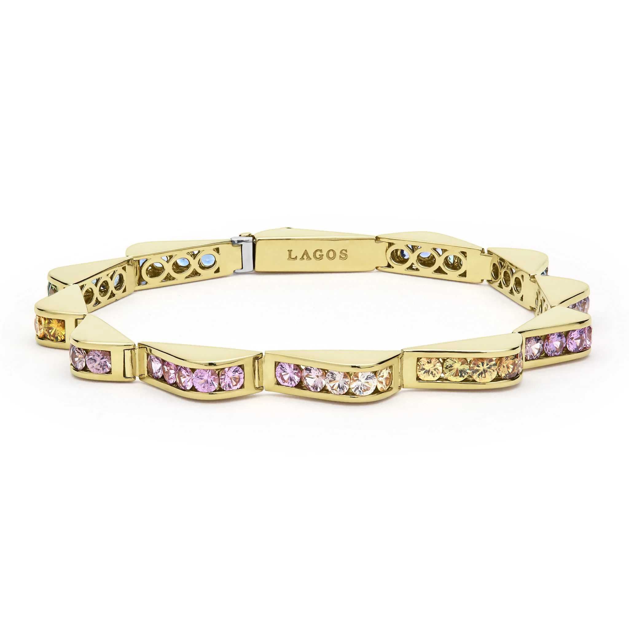Caviar Gold 18K Gold Multi-Sapphire Link Wave Bracelet | 6mm