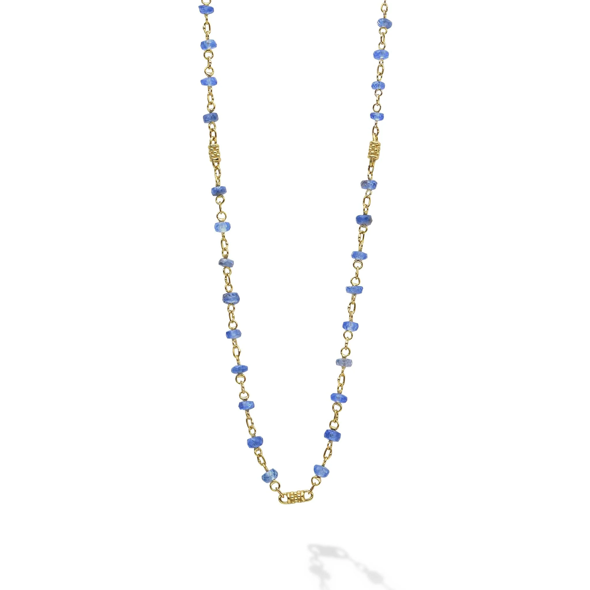 Caviar Gold 18K Caviar Gold & Blue Sapphire Station Necklace