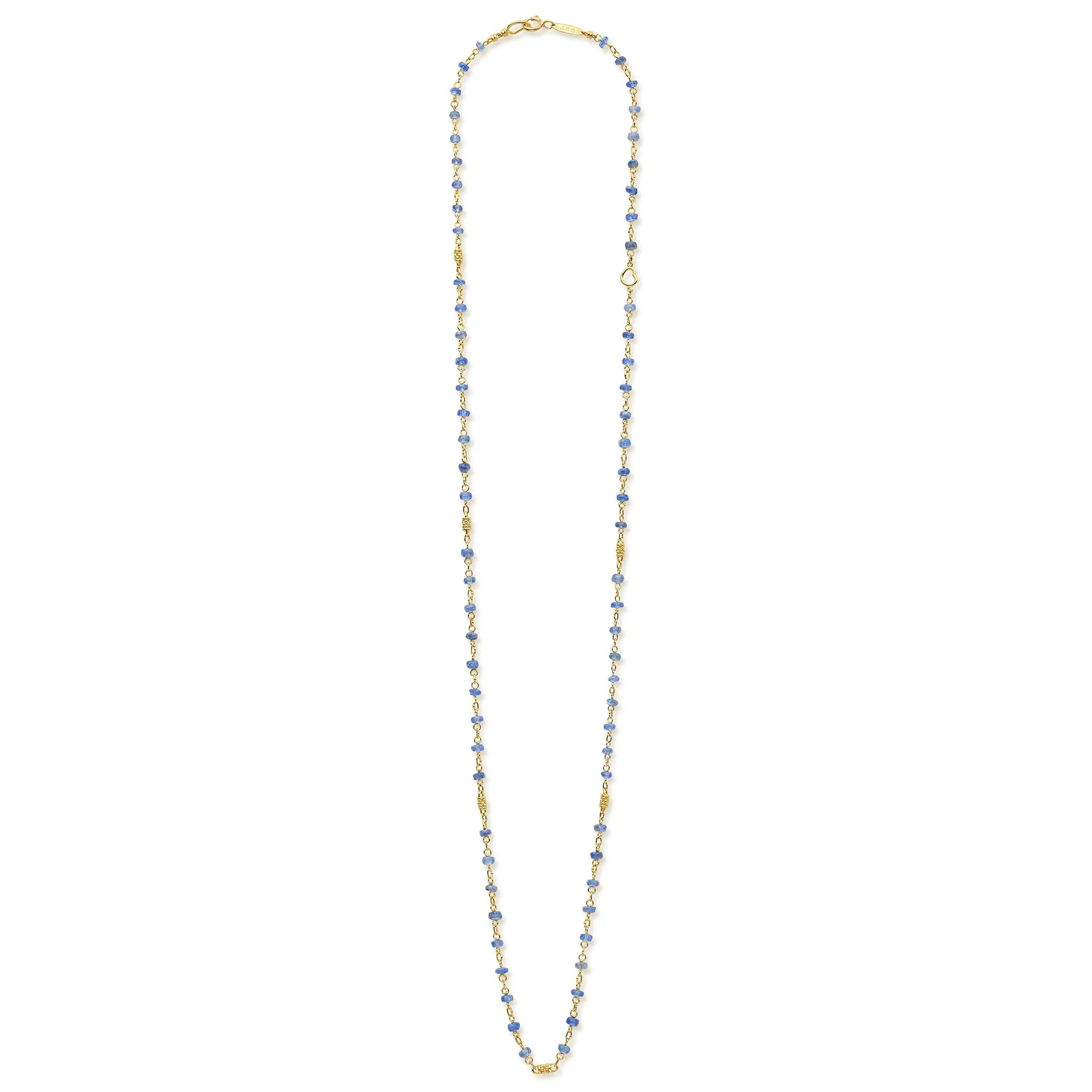 Caviar Gold 18K Caviar Gold & Blue Sapphire Station Necklace - Image 2
