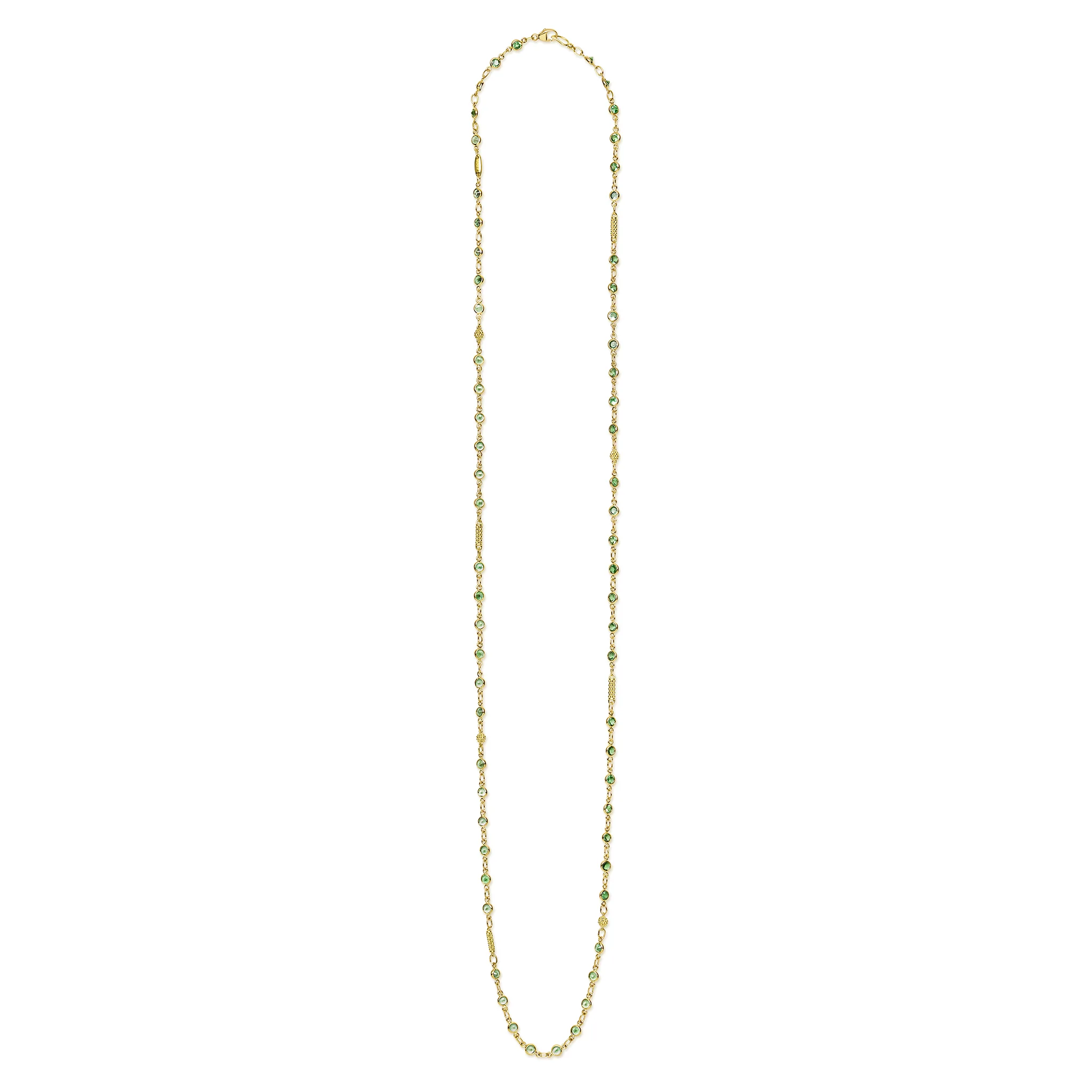 Caviar Gold 18K Gold and Garnet Tsavorite Bar Chain Necklace - Image 2