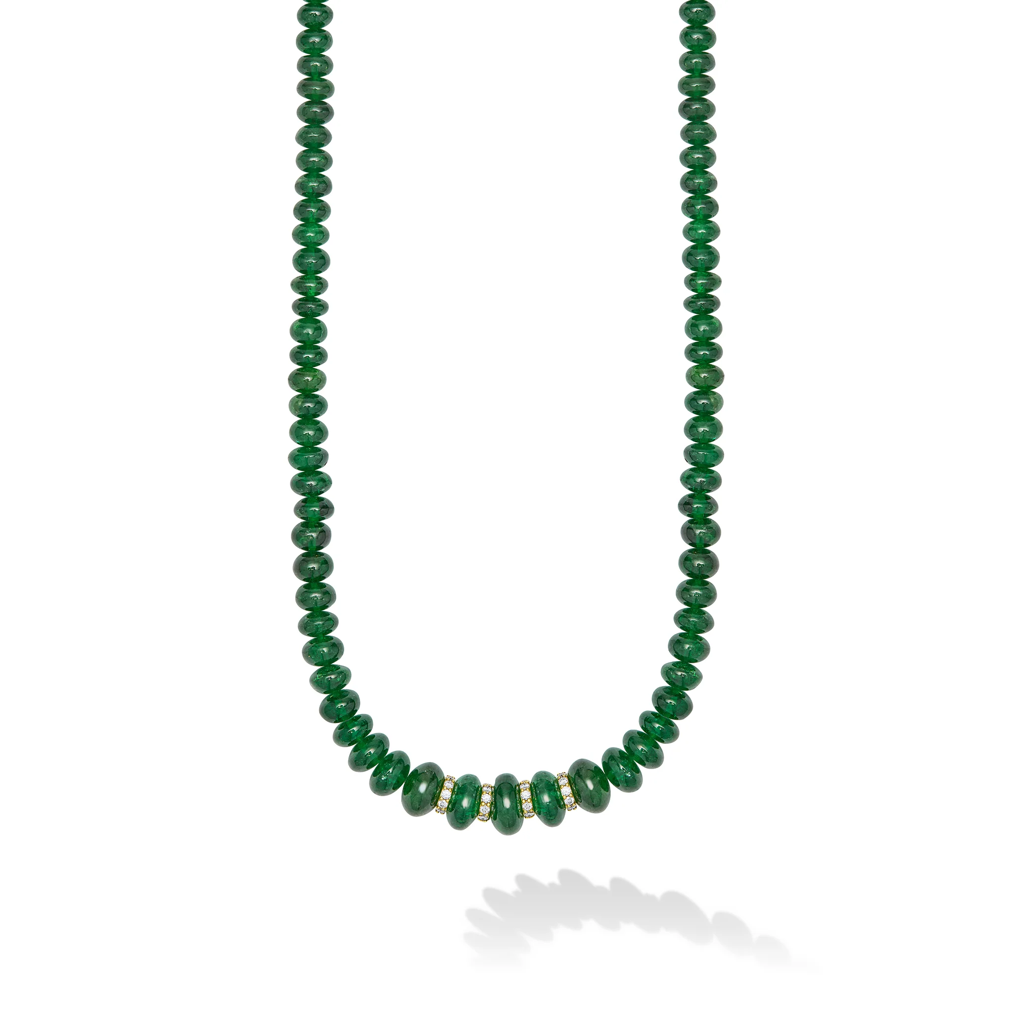 Caviar Gold 18K Gold Tsavorite Garnet and Diamond Necklace