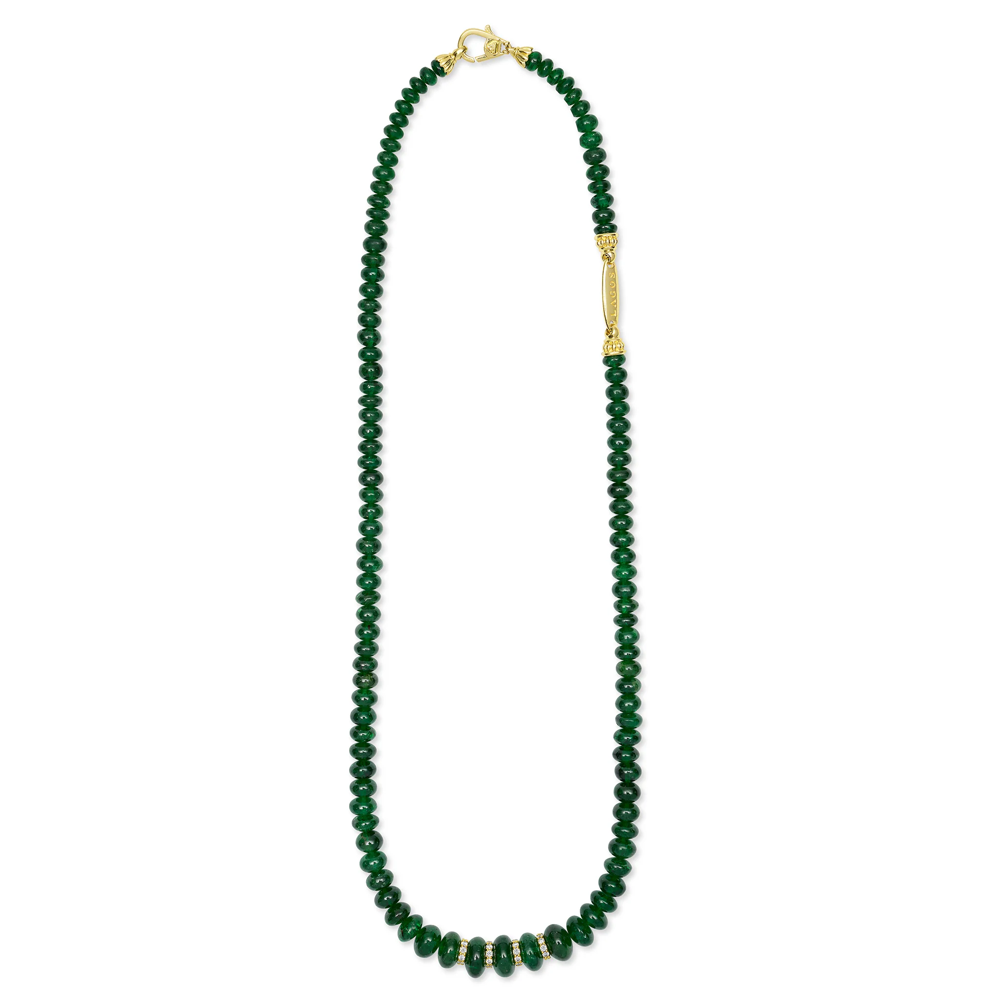 Caviar Gold 18K Gold Tsavorite Garnet and Diamond Necklace - Image 2