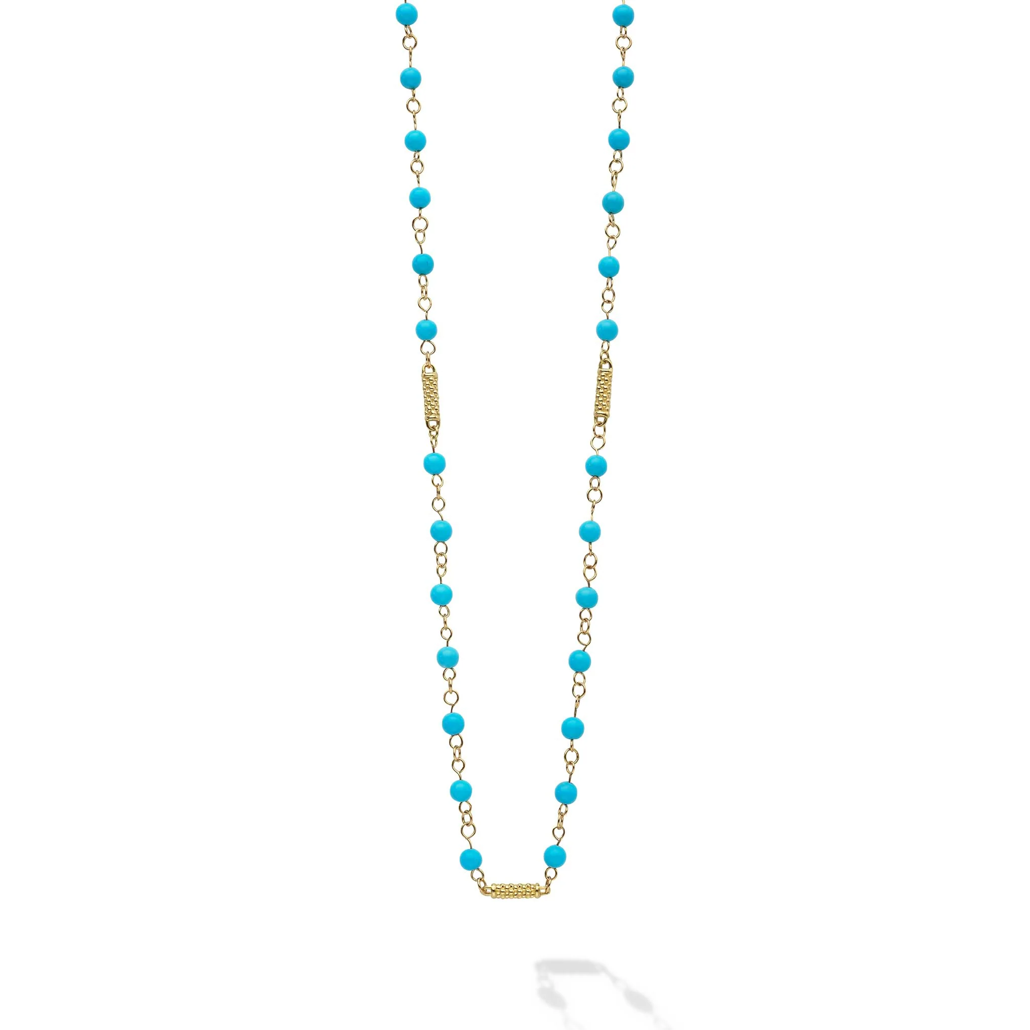 Caviar Gold 18K Gold Turquoise Beaded Necklace