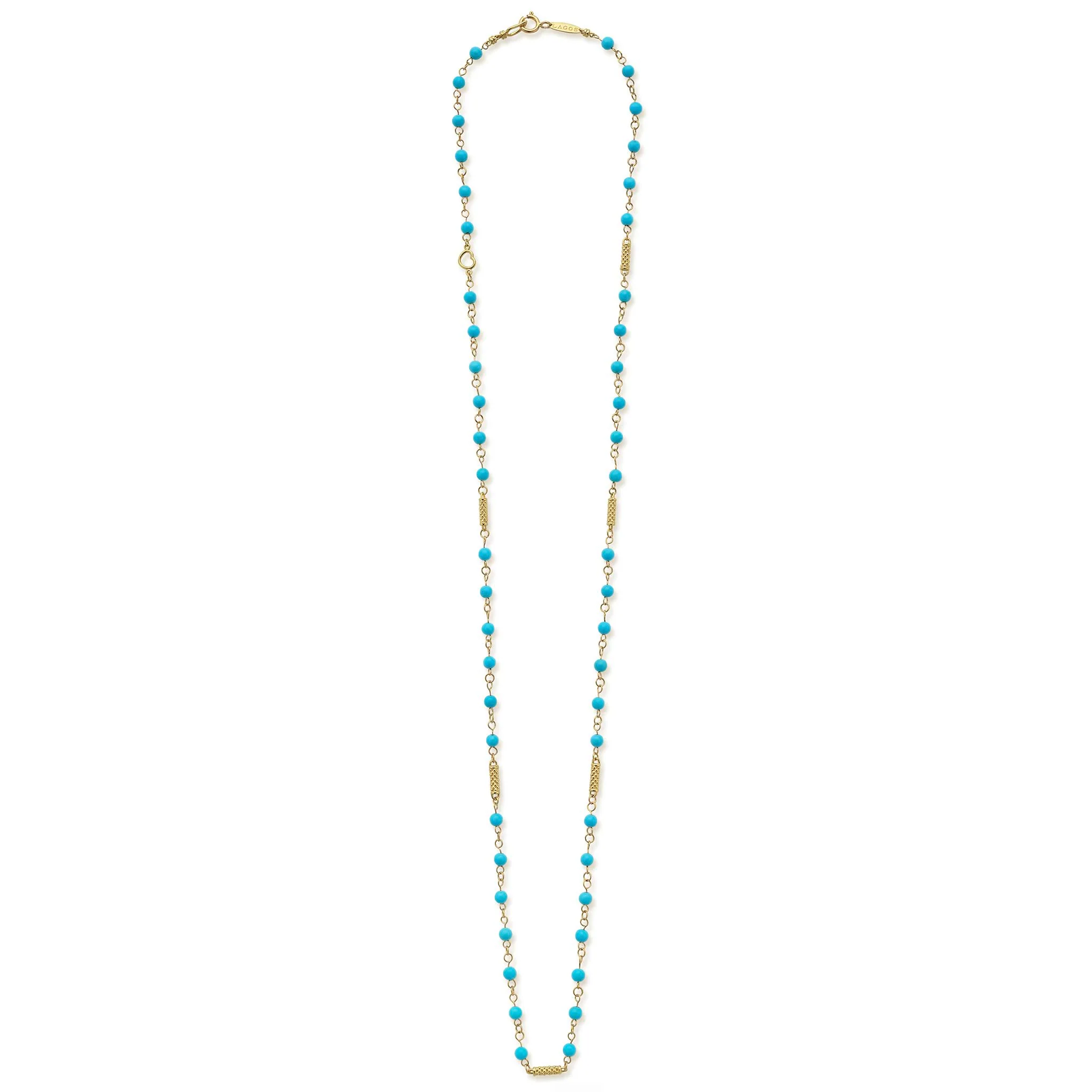 Caviar Gold 18K Gold Turquoise Beaded Necklace - Image 2