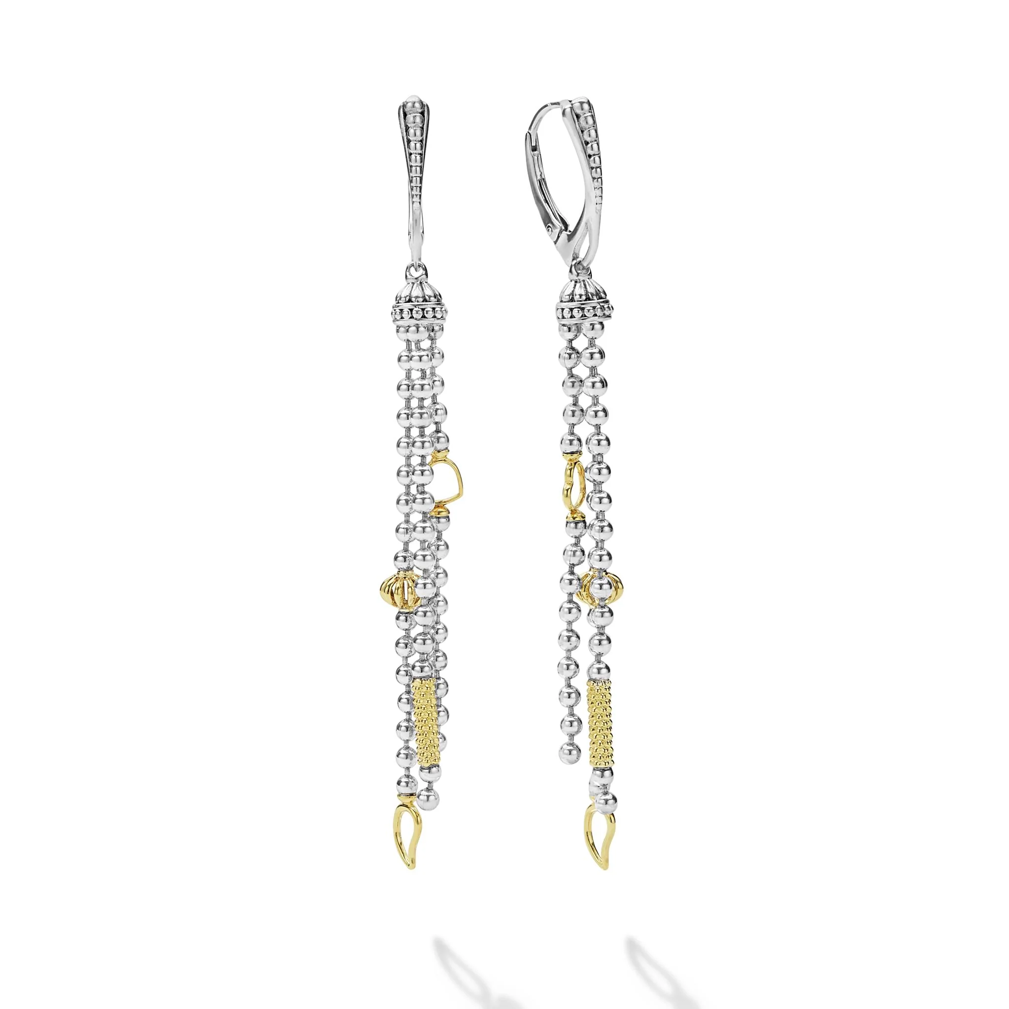 Caviar Icon Two-Tone Caviar Tassel Earrings