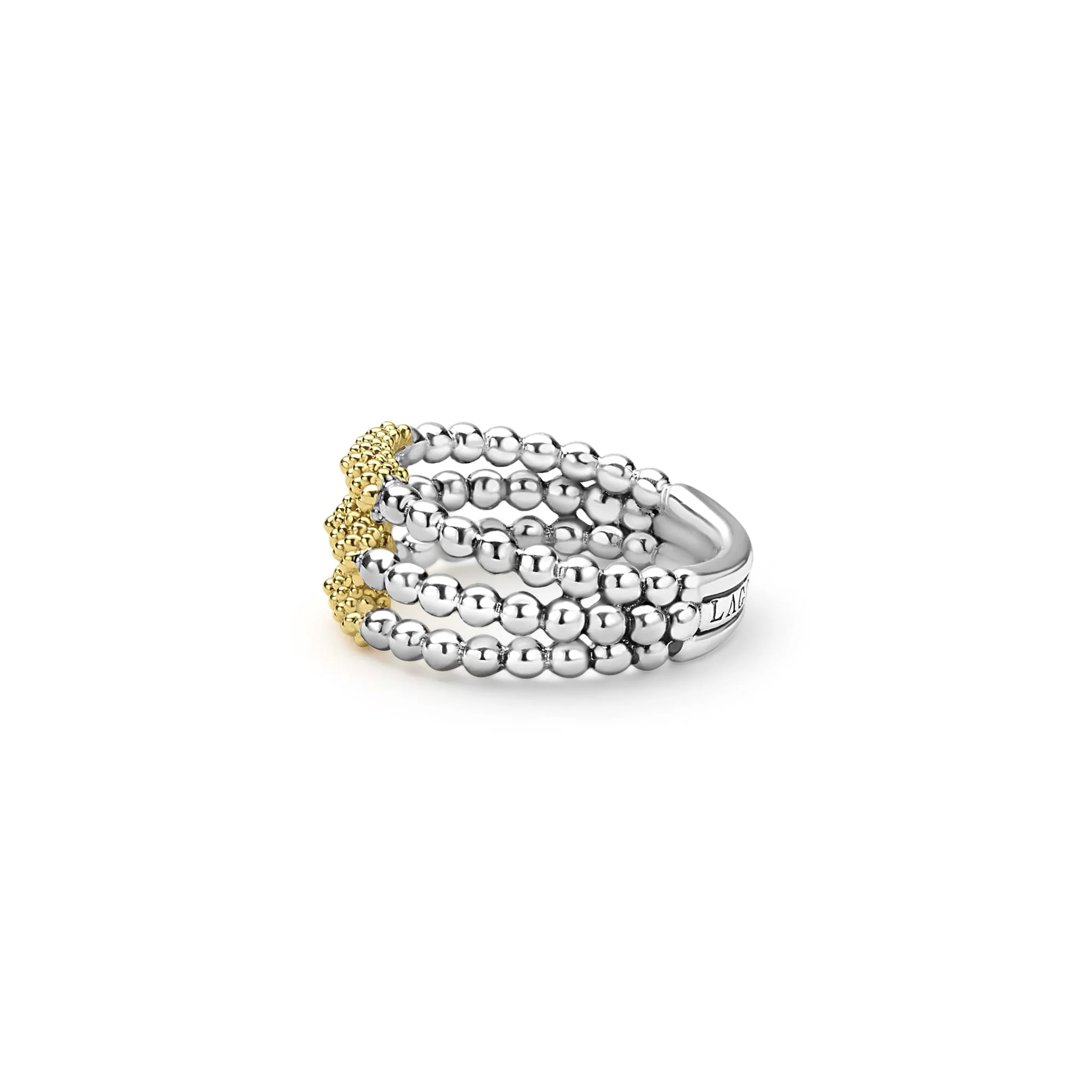 Caviar Icon Two-Tone Caviar Three Row Ring - Image 3