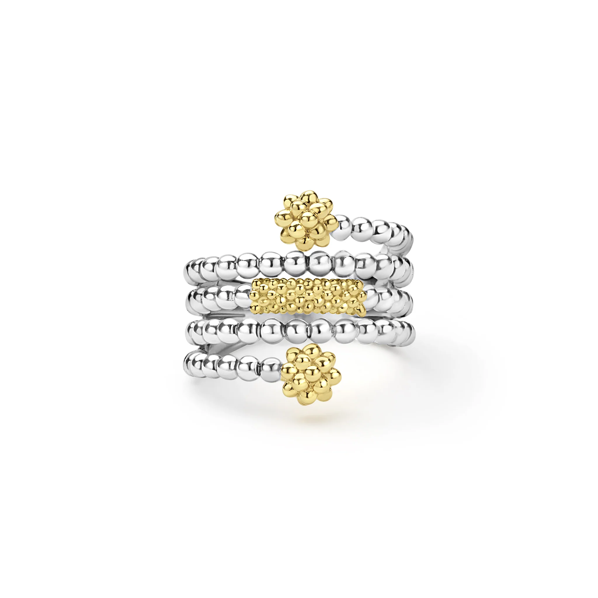 Caviar Icon Two-Tone Beaded Ring
