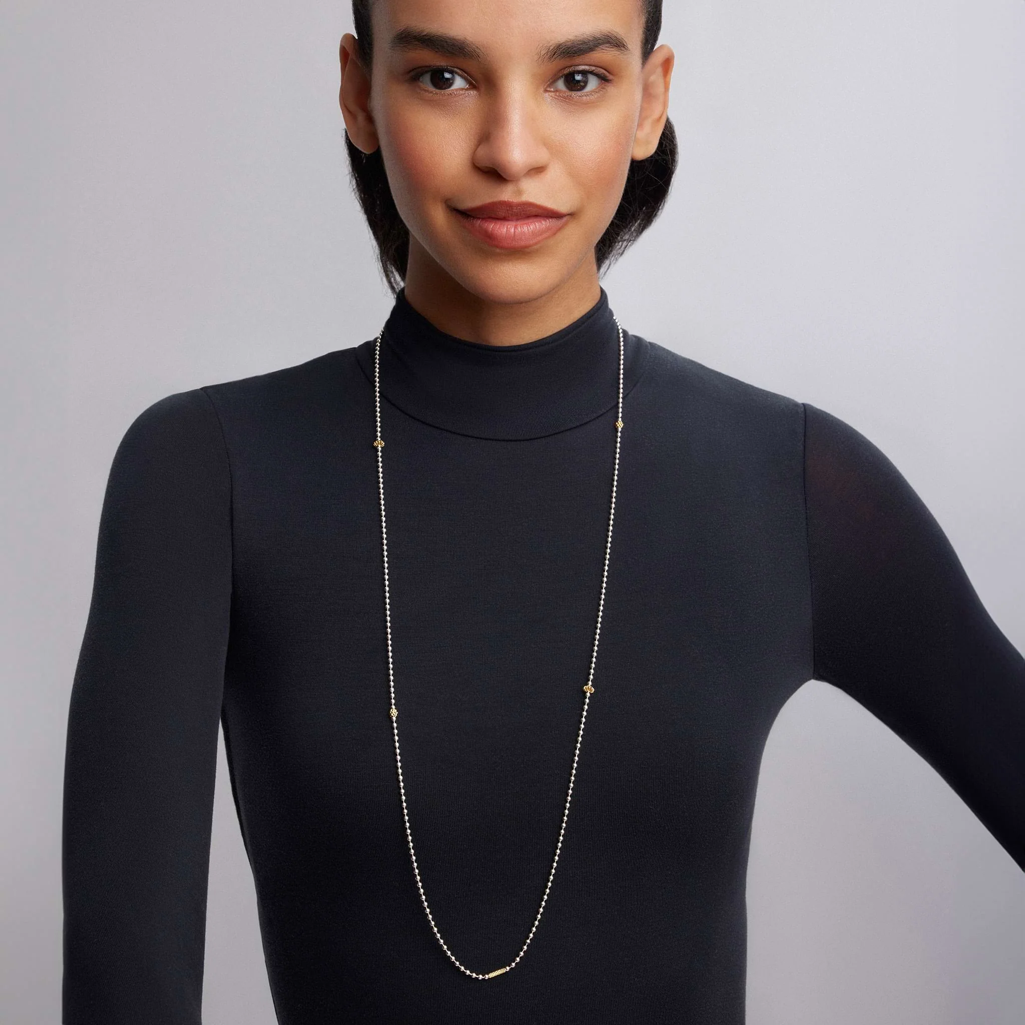 Caviar Icon Long Two-Tone Caviar Beaded Necklace - Image 2