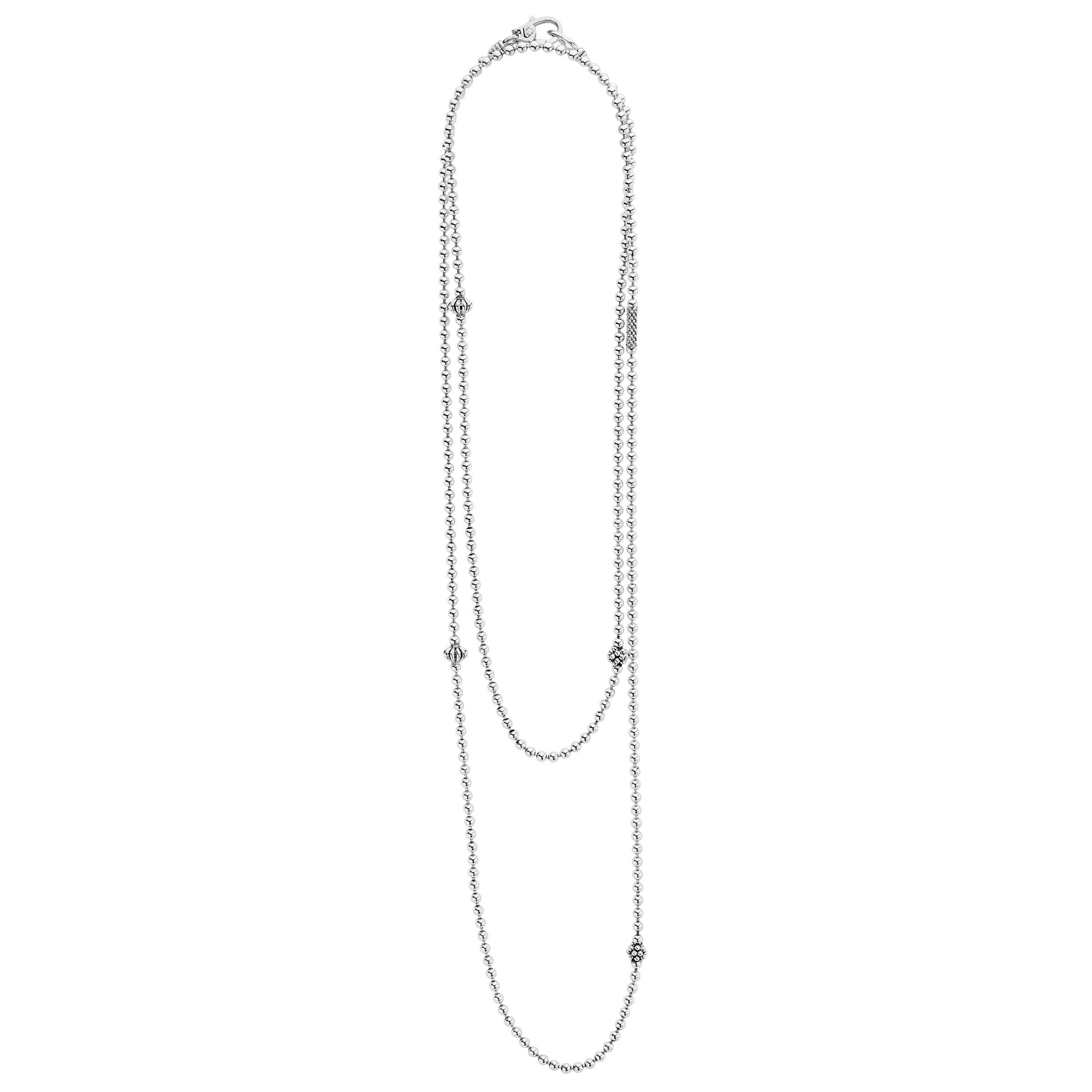 Caviar Icon Long Silver Caviar Beaded Necklace - Image 3