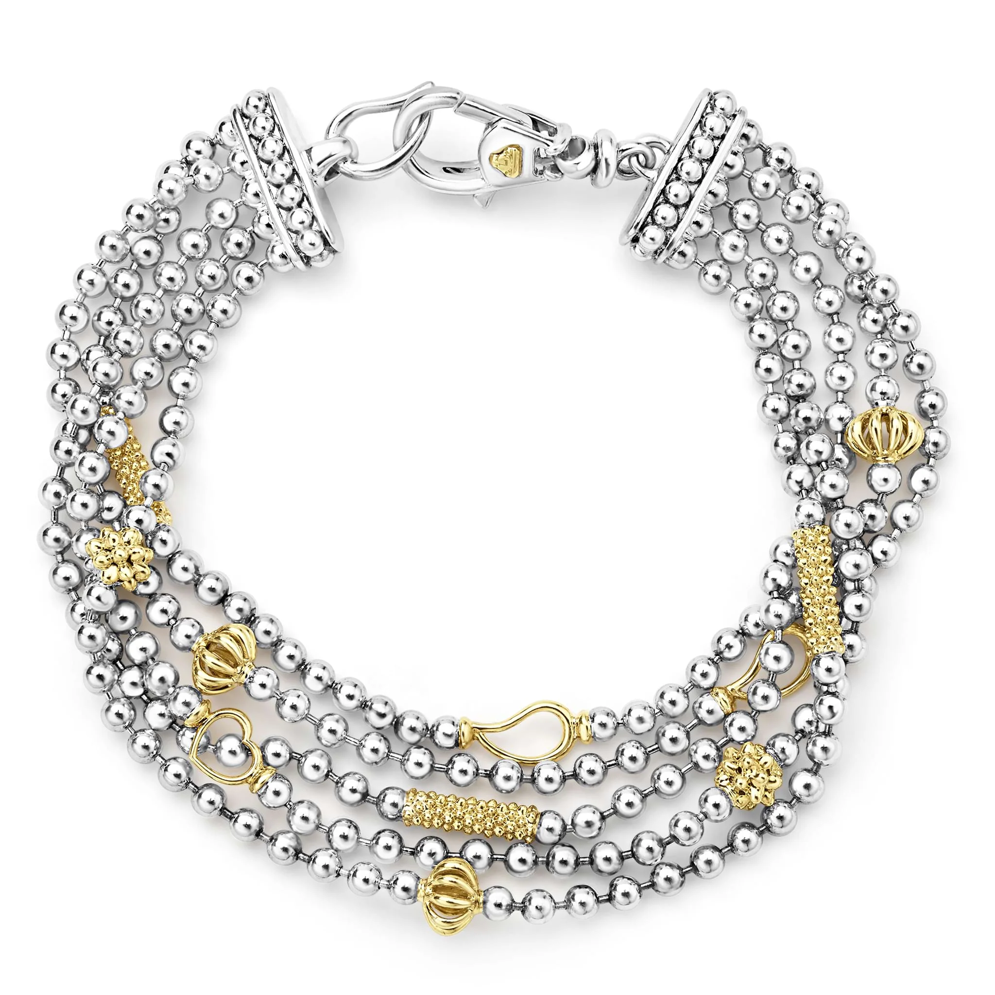 Caviar Icon Two-Tone Caviar Five Strand Chain Bracelet