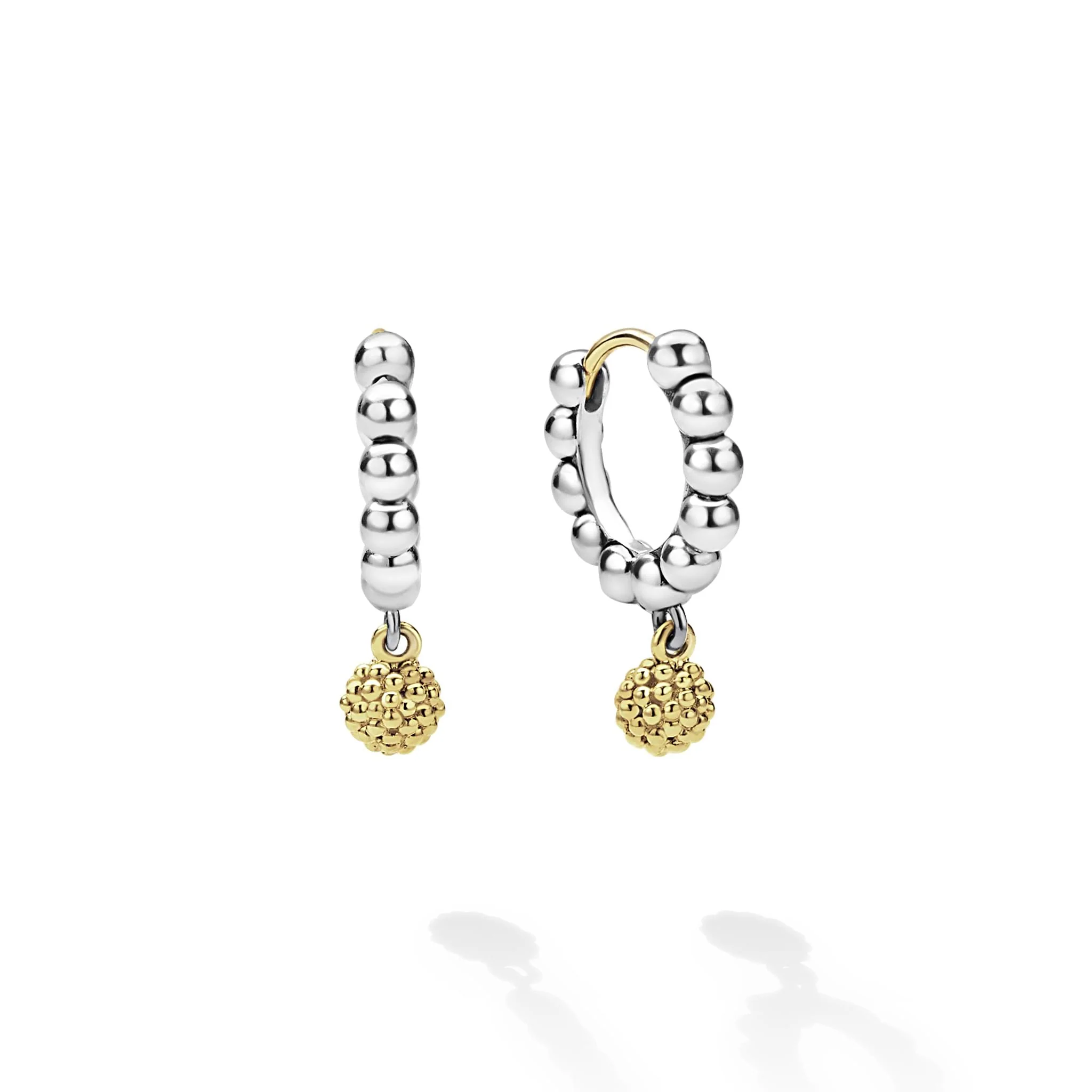 Caviar Icon Two-Tone Caviar Beaded Huggie Earrings